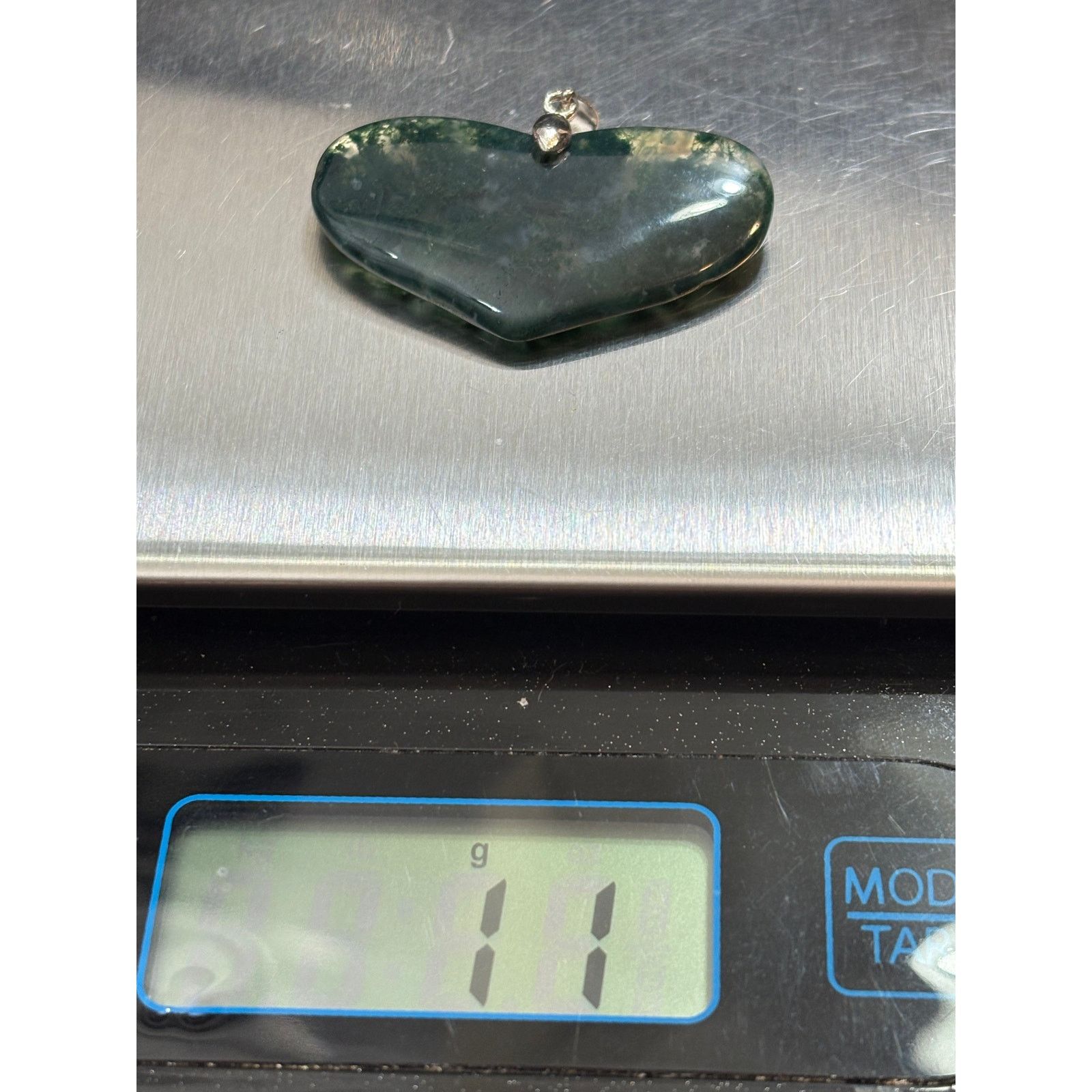 Other Large Moss Agate Heart Pendant with 18K Gold-Filled Bail Size ONE SIZE - 6 Thumbnail