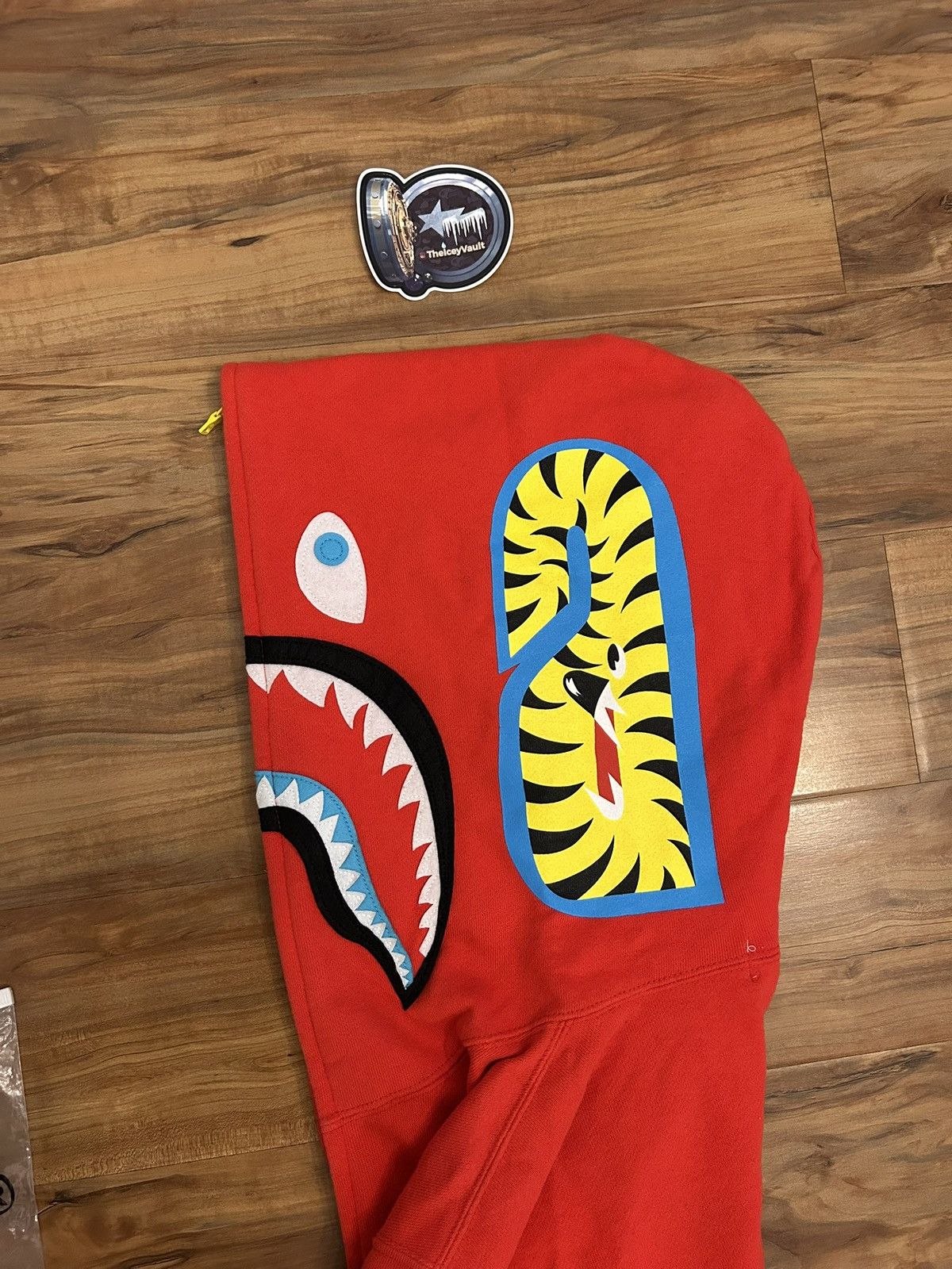 Bape Bape 2010 Red Neon Shark Full Zip Hoodie Size US M / EU 48-50 / 2 - 7 Thumbnail