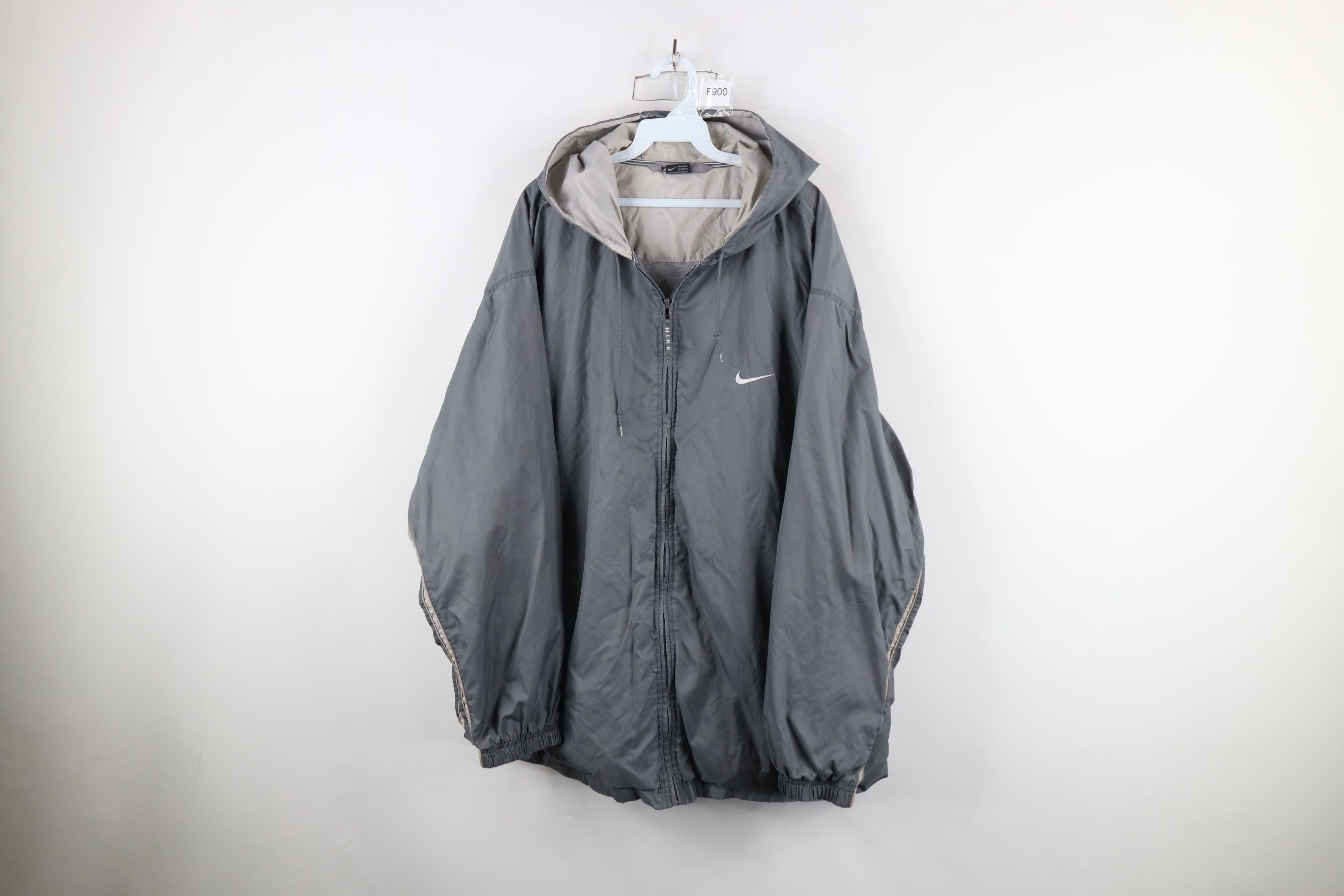 Nike × Vintage Vintage 90s Nike Scott Mini Swoosh Lined Hooded Jacket Gray Size US XXL / EU 58 / 5 - 1 Thumbnail