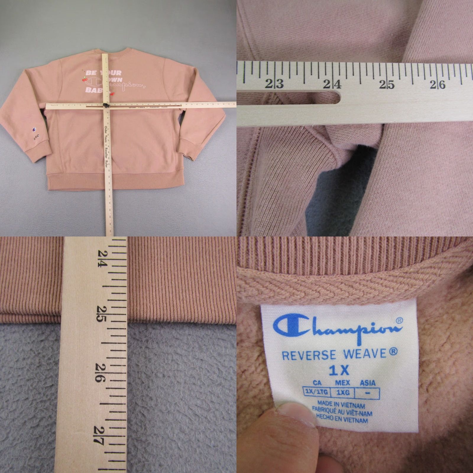 Champion Champion Sweatshirt Womens 1X Pink Reverse Weave Crewneck Be Your Own Babe Size XL / US 12-14 / IT 48-50 - 8 Thumbnail
