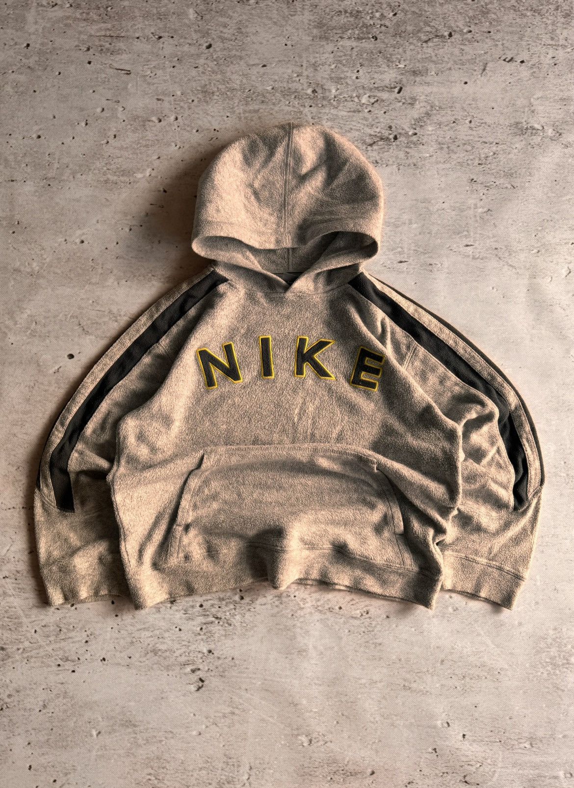 NIKE TEDDY FLEECE VINTAGE CENTER LOGO OVERSIZE BOXY HOODIE