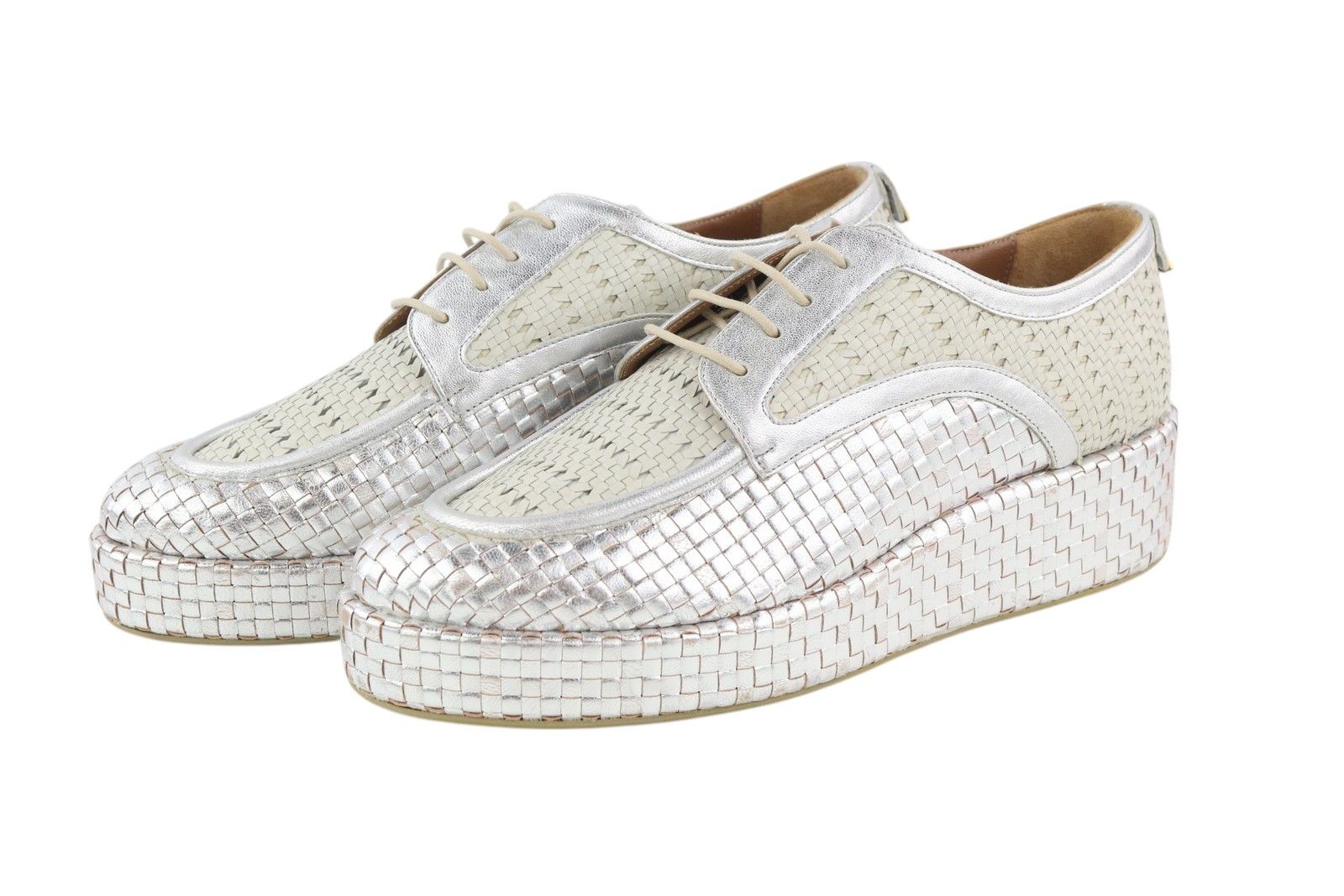 Emporio Armani X3C140 EU37 Shiny Silver Braded 84797 Size US 6 / IT 36 - 2 Thumbnail