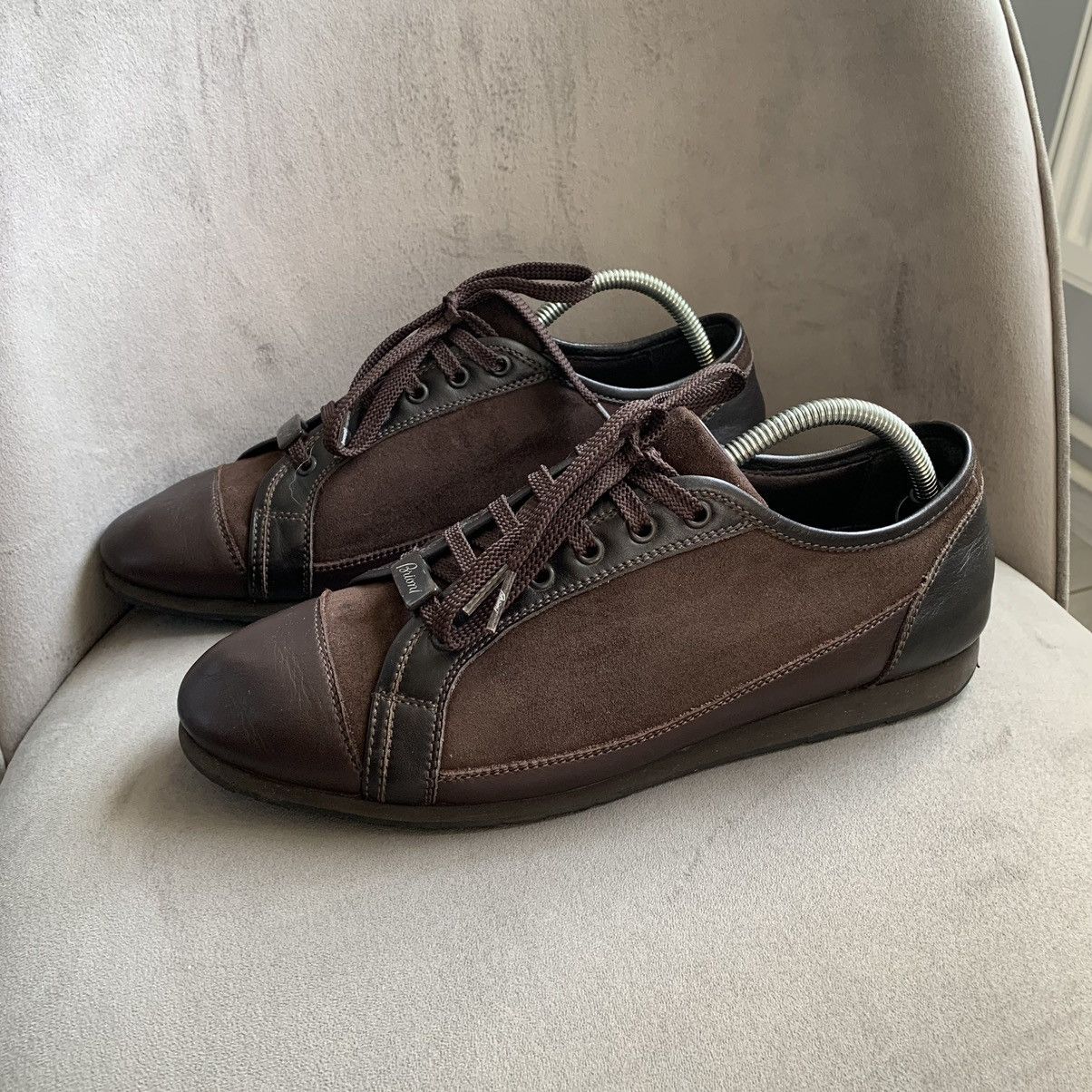 image of Brioni Leather Sneakers in Brown, Men's (Size 8)