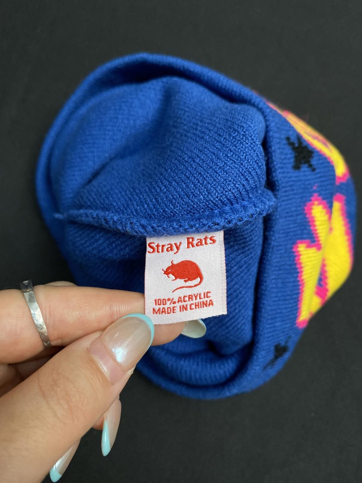 Stray Rats Rare Stray Rats Grafflection Stars Skully No Cuff Beanie Size ONE SIZE - 6 Thumbnail