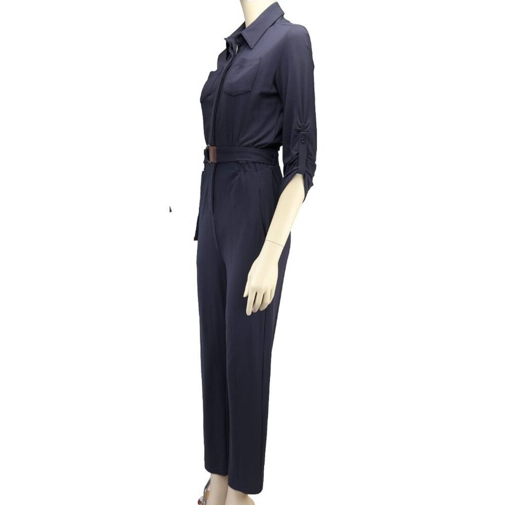 Other MARC CAIN Preppy Polo Collar Belted Stretch Navy Jumpsuit S Size 26" / US 2 / IT 38 - 5 Thumbnail