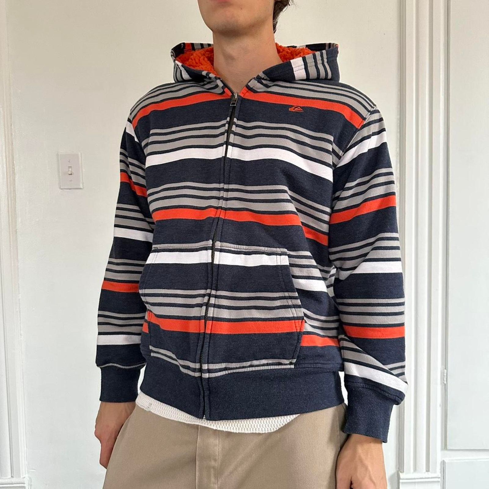 Quiksilver × Vintage Vintage Y2K 00s Quiksilver Striped Zip Up Hoodie Sweatshirt Size US XS / EU 42 / 0 - 6 Thumbnail