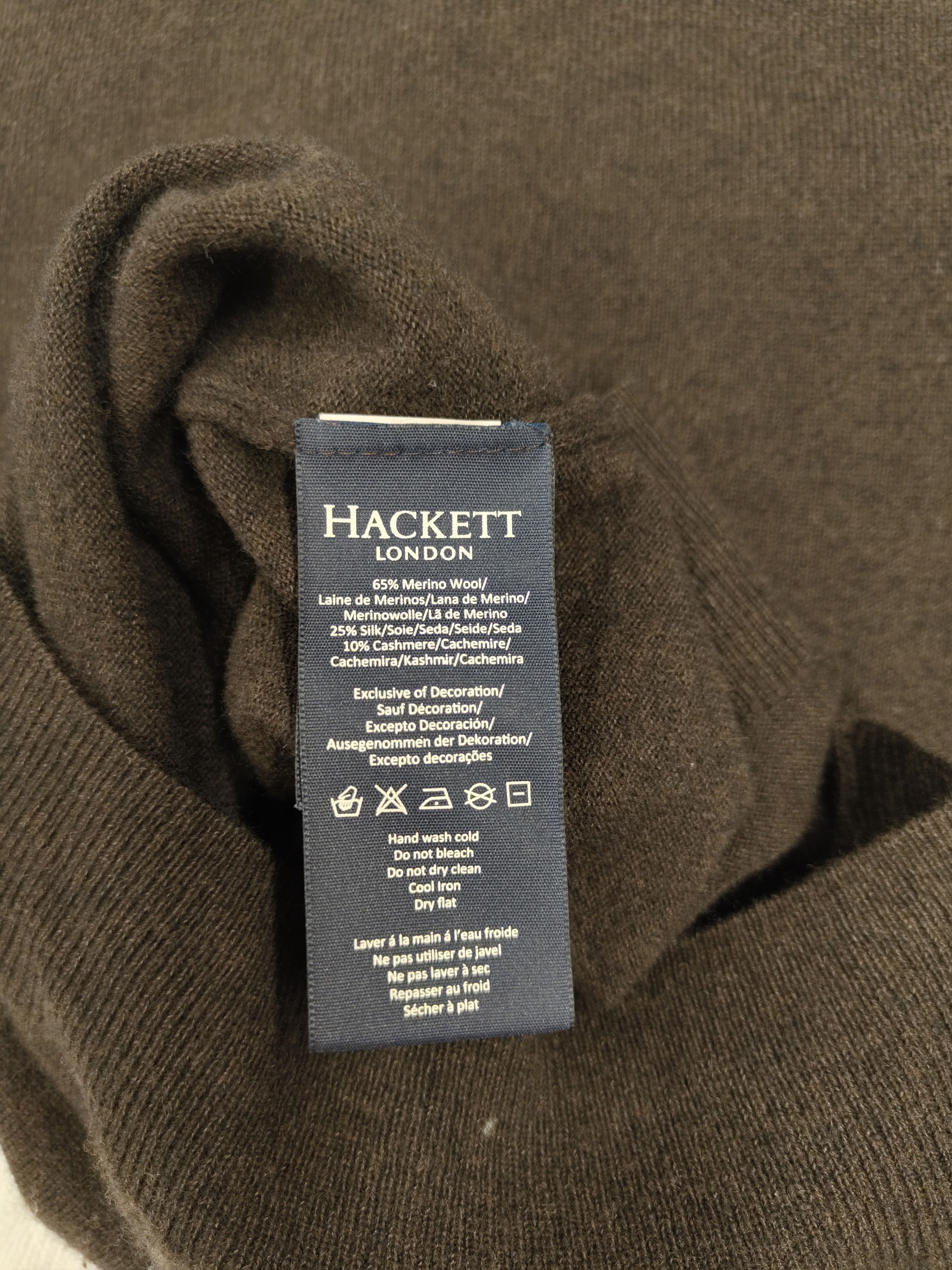 Hackett Dark Brown Merino Cashmere V Neck Sweater Size US L / EU 52-54 / 3 - 4 Thumbnail