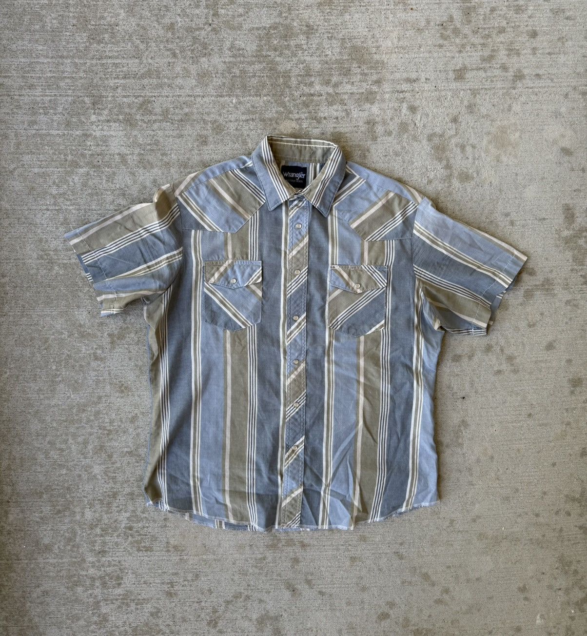 Wrangler 90s Wrangler Pearl Snap Short Sleeve Striped Button Up Size US XL / EU 56 / 4 - 2 Thumbnail