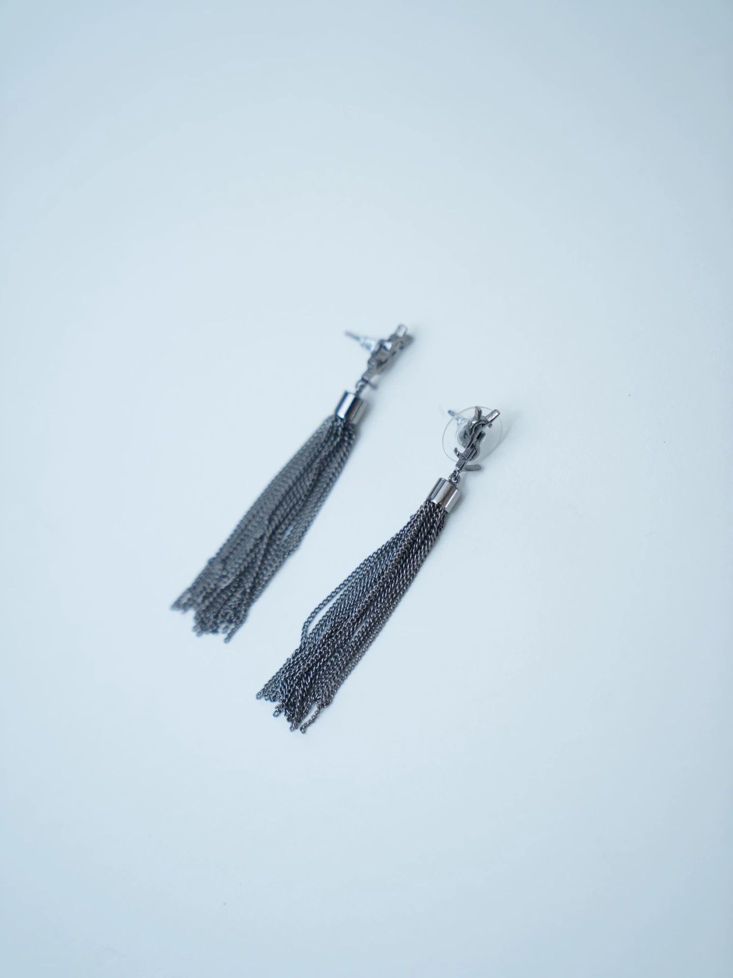 Yves Saint Laurent YSL Silver Letter Tassel Earrings Size ONE SIZE - 3 Thumbnail
