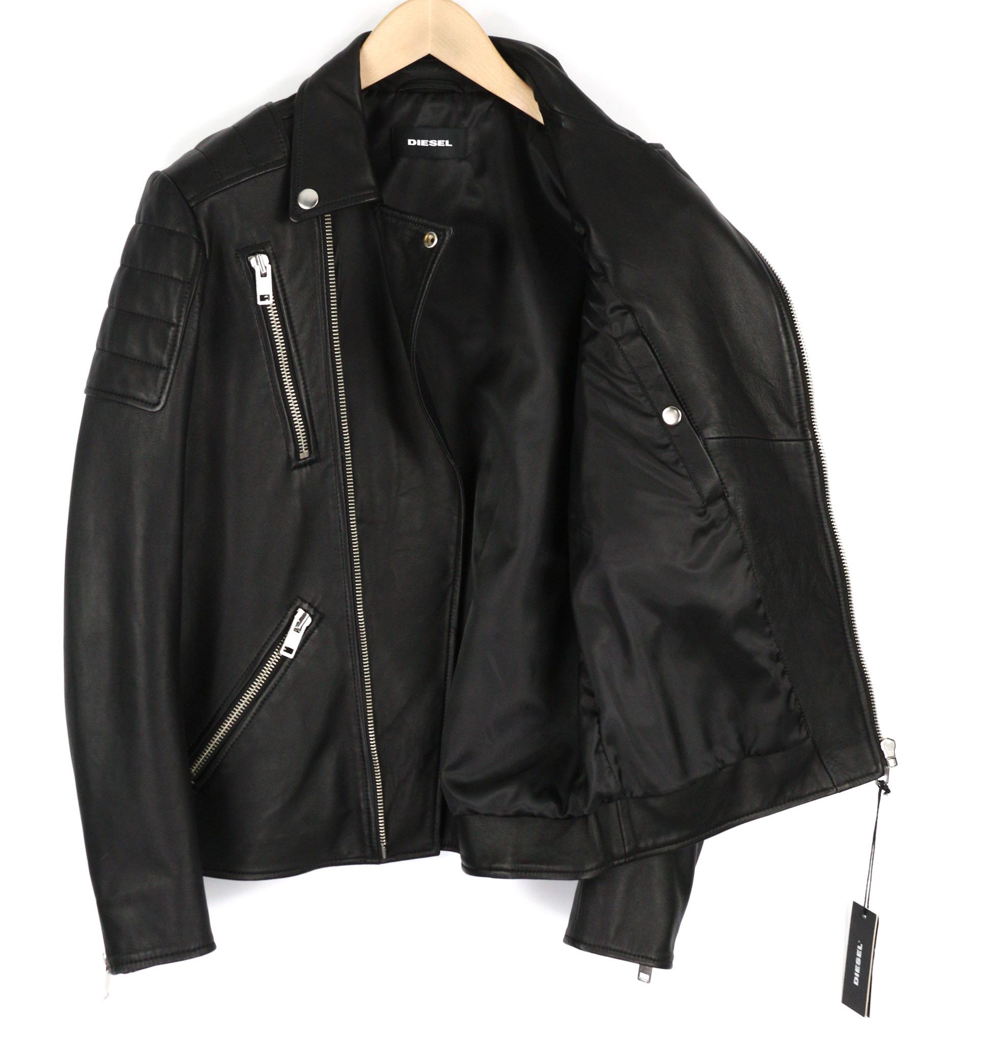 Diesel R-PUSMIR M Black Sheep Leather Zip Lined Jacket 81720 Size US M / EU 48-50 / 2 - 4 Thumbnail