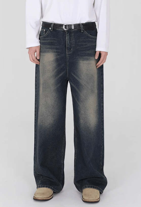 Japanese Brand × Jean Men's retro washed distressed straight jeans Size US 32 / EU 48 - 2 Thumbnail