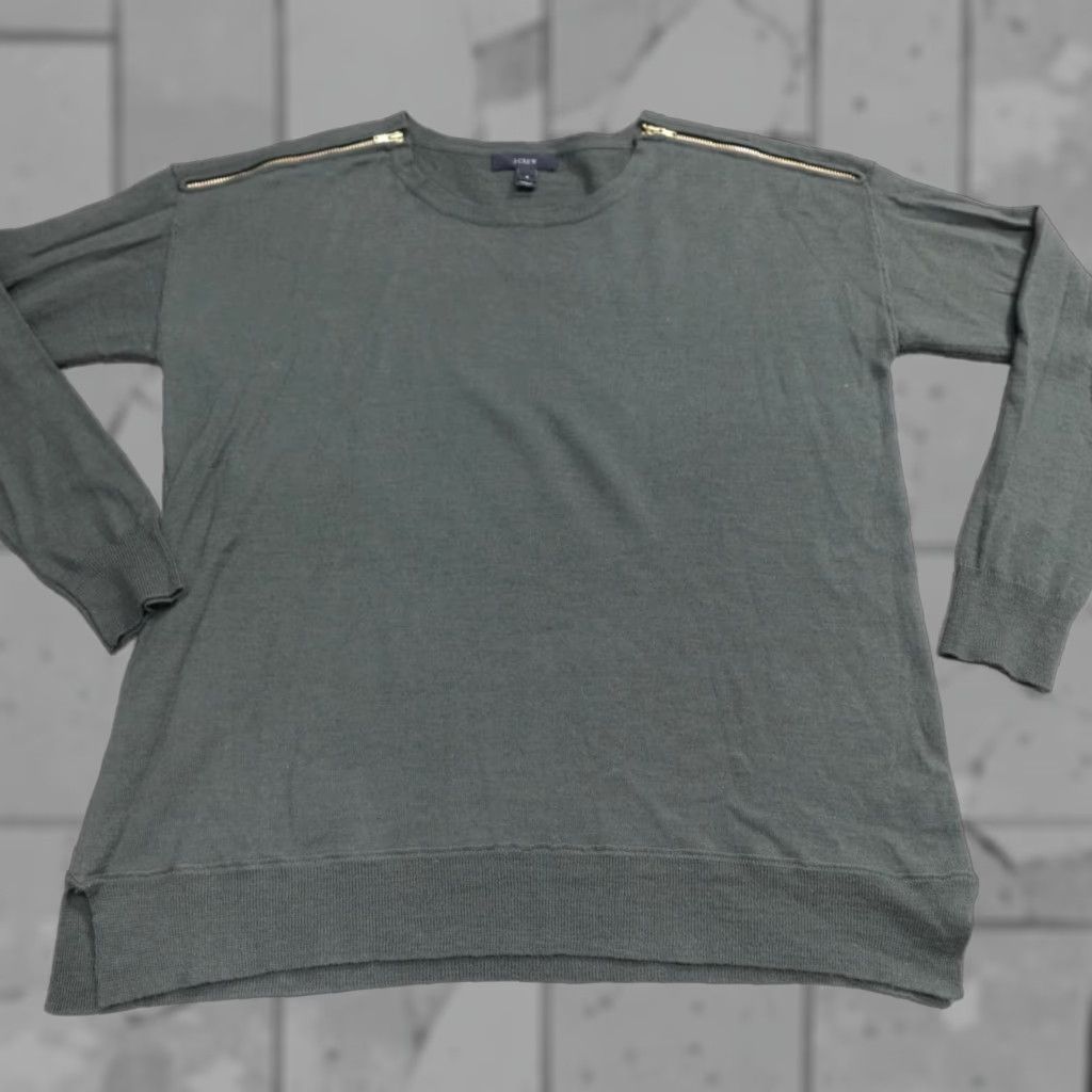 J.Crew J.Crew Womens Sweater S Green Merino Crew Neck Long Sleeve Pullover A5142 Size S / US 4 / IT 40 - 1 Thumbnail