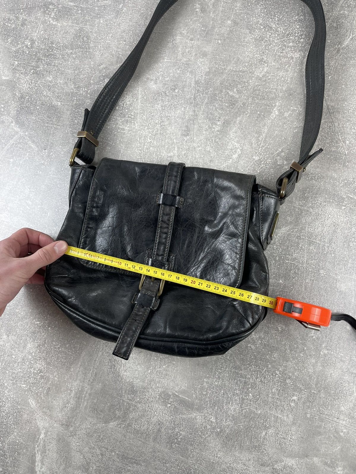 Belstaff × Vintage Belstaff Dark Wax Leather Avant Garde Biker Bag Size ONE SIZE - 12 Thumbnail