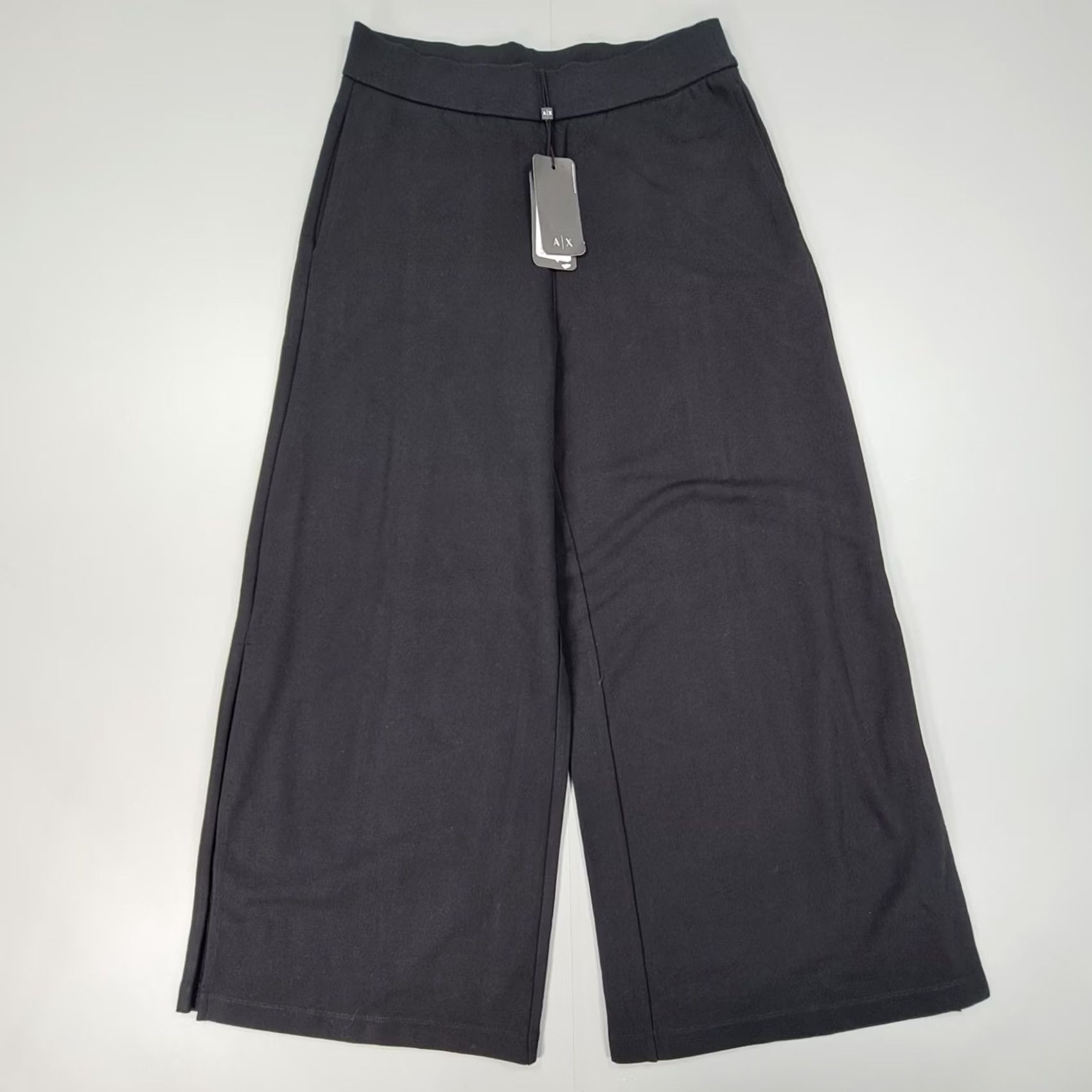 Armani Exchange Armani Exchange Womens Sweatpants Black Small Wide Leg Side Slit Baggy Pants Size 28" / US 6 / IT 42 - 2 Thumbnail