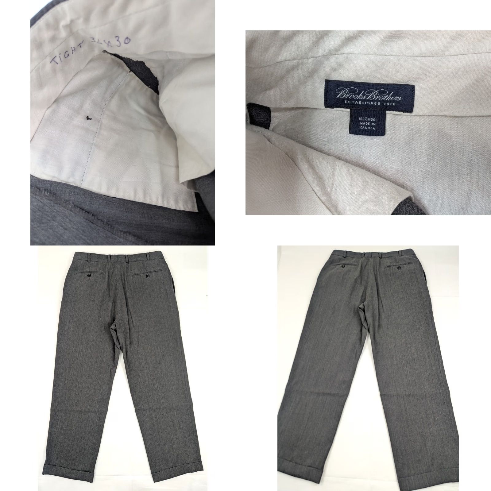 Brooks Brothers VINTAGE Brooks Brothers Dress Pants 35x29 Wool Gray Pleated Men Regular Straight Pants Size US 35 - 8 Thumbnail