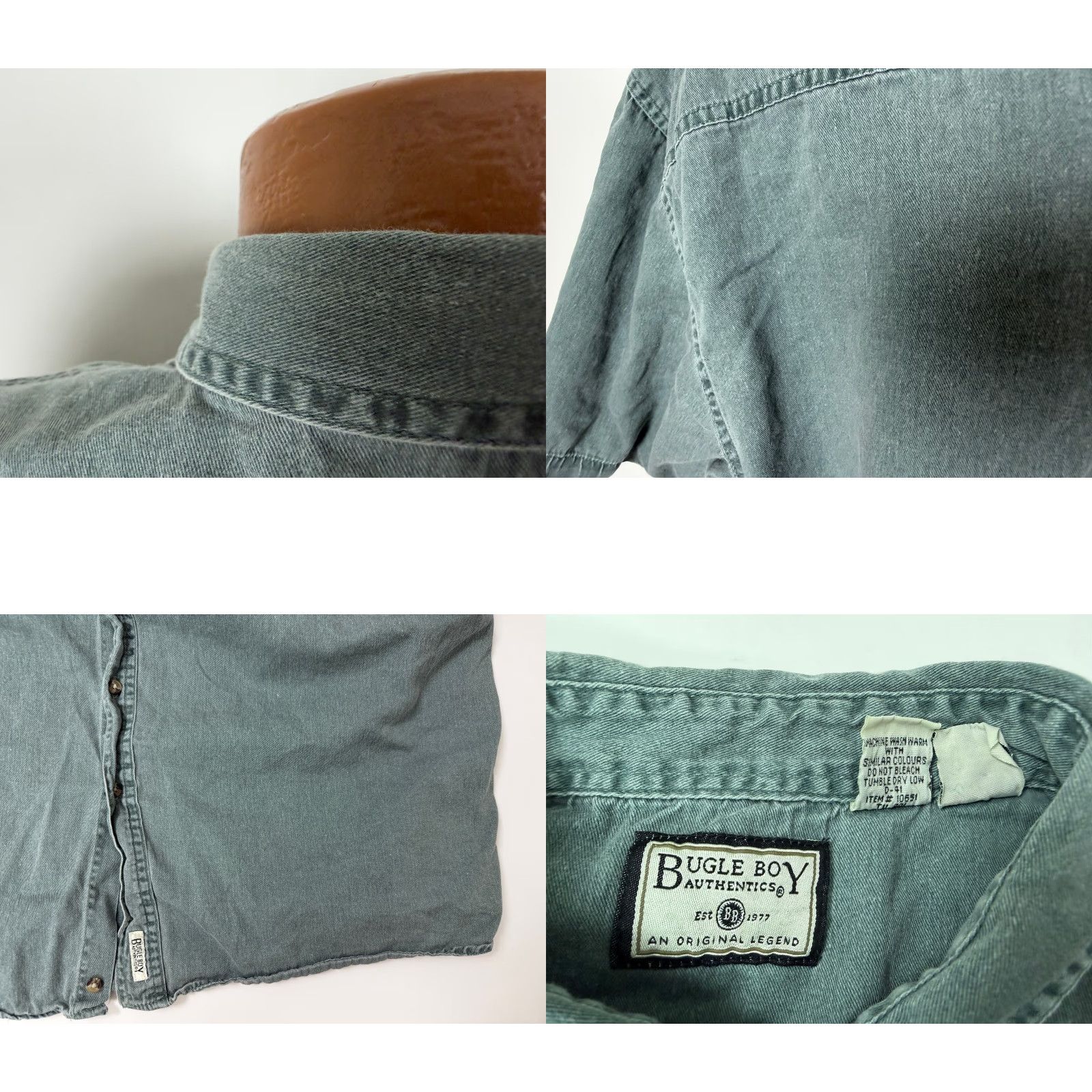 Bugle Boy VINTAGE Bugle Boy Shirt 2XL Button-Up Twill Cotton Green 90s Grunge Outdoor Mens Shirt - Vintage 90s Bugle Boy Shirt Size US XXL / EU 58 / 5 - 8 Thumbnail