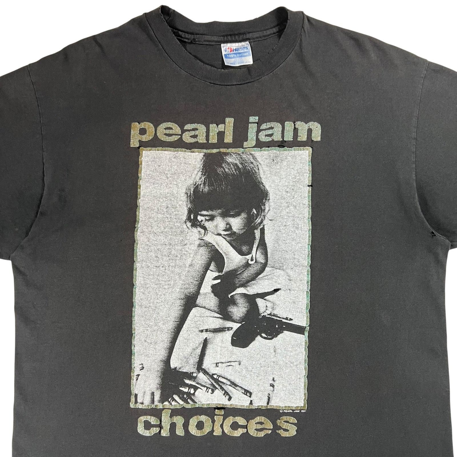 Band Tees × Hanes × Vintage Vintage 1992 Pearl Jam Choices Crayons Gun faded band tee Size US XL / EU 56 / 4 - 2 Thumbnail