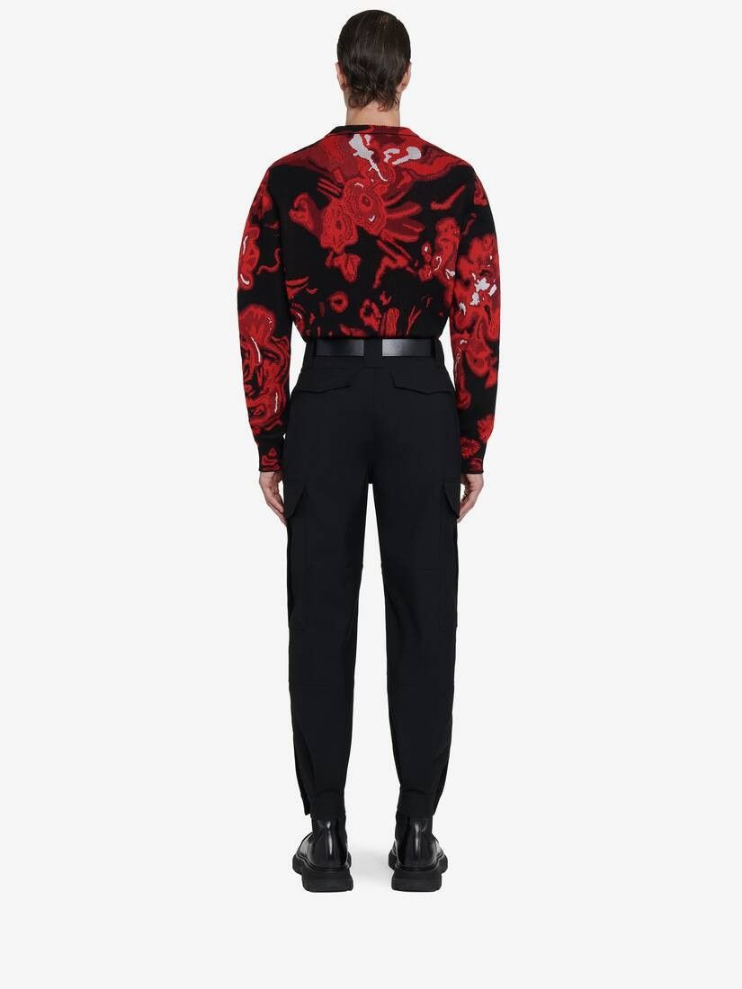 Alexander McQueen o1w1db10725 Wax Flower Skull Jumper in Black/Lust Red Size US M / EU 48-50 / 2 - 5 Thumbnail
