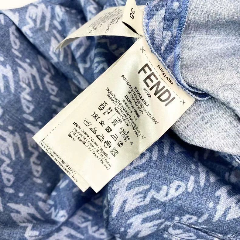 Other Fendi Blue bullet screen logo wide-leg trousers Size US 38 / EU 54 - 5 Thumbnail