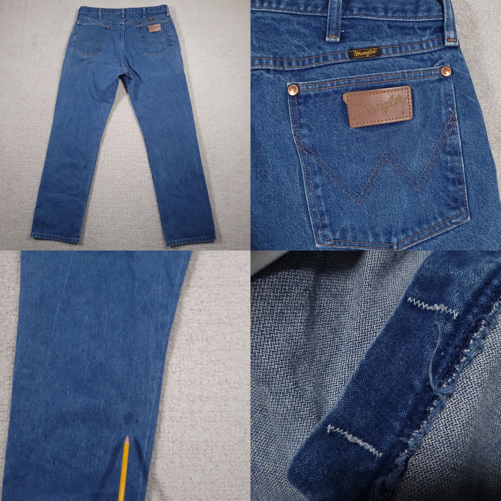 Wrangler VINTAGE Wrangler Cowboy Cut Jeans 13MWZ Original Fit Men 35x32 Hemmed Workwear Blue Denim 5-Pocket Mens Jeans Western Cowboy Size US 35 - 9 Thumbnail