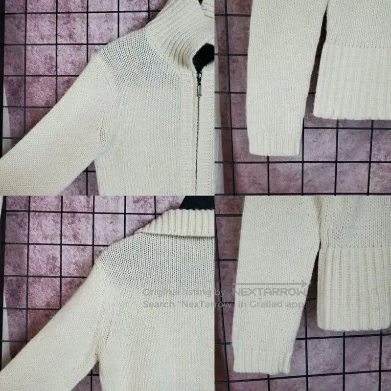Burberry Burberry Cream Wool Blend Zip Knit Sweater. Size M / US 6-8 / IT 42-44 - 6 Thumbnail
