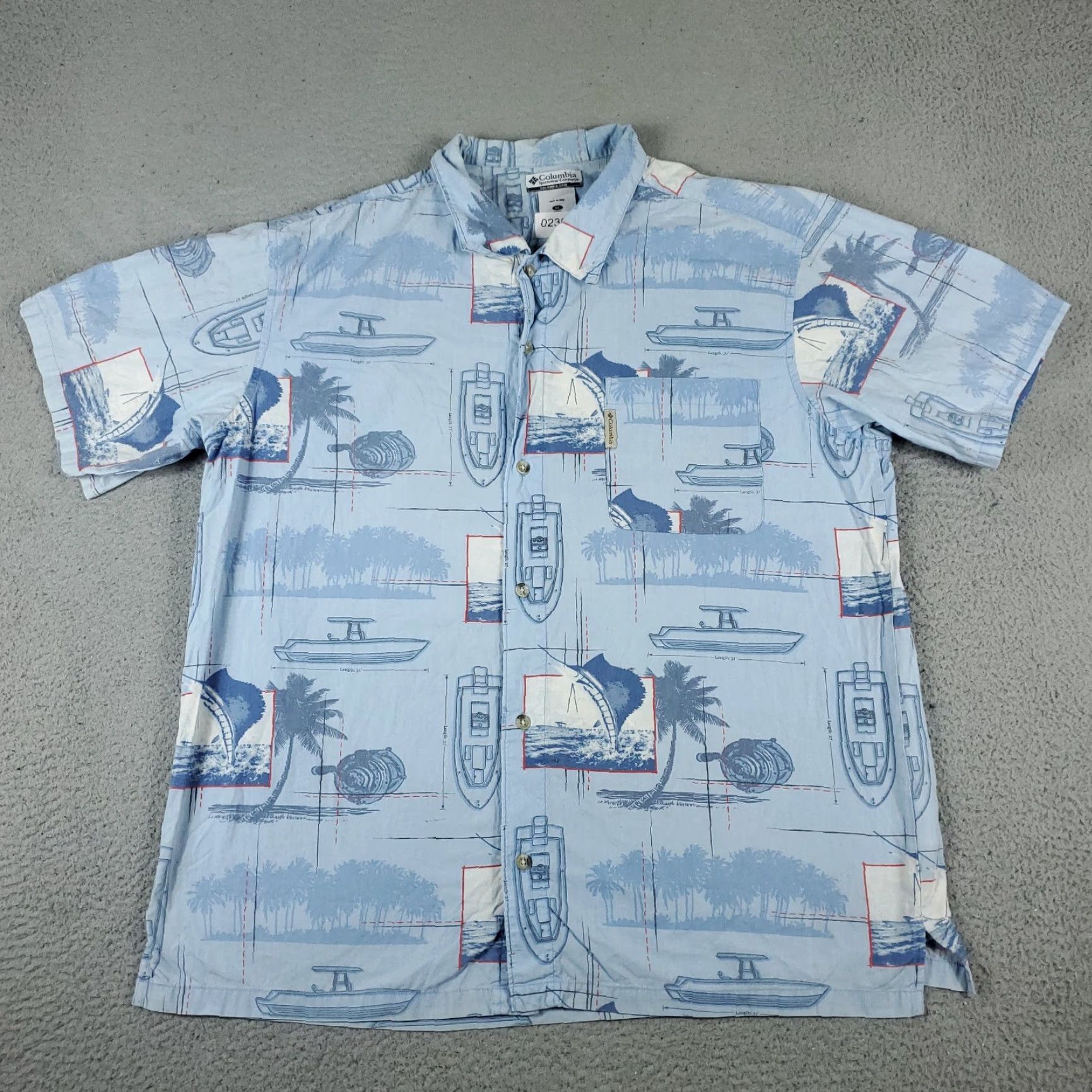 Vintage Columbia Shirt Mens XL Blue Geometric Button-Up Short Sleeve Casual Dress Yacht Club Ready-To-Wear Size US XL / EU 56 / 4 - 3 Thumbnail