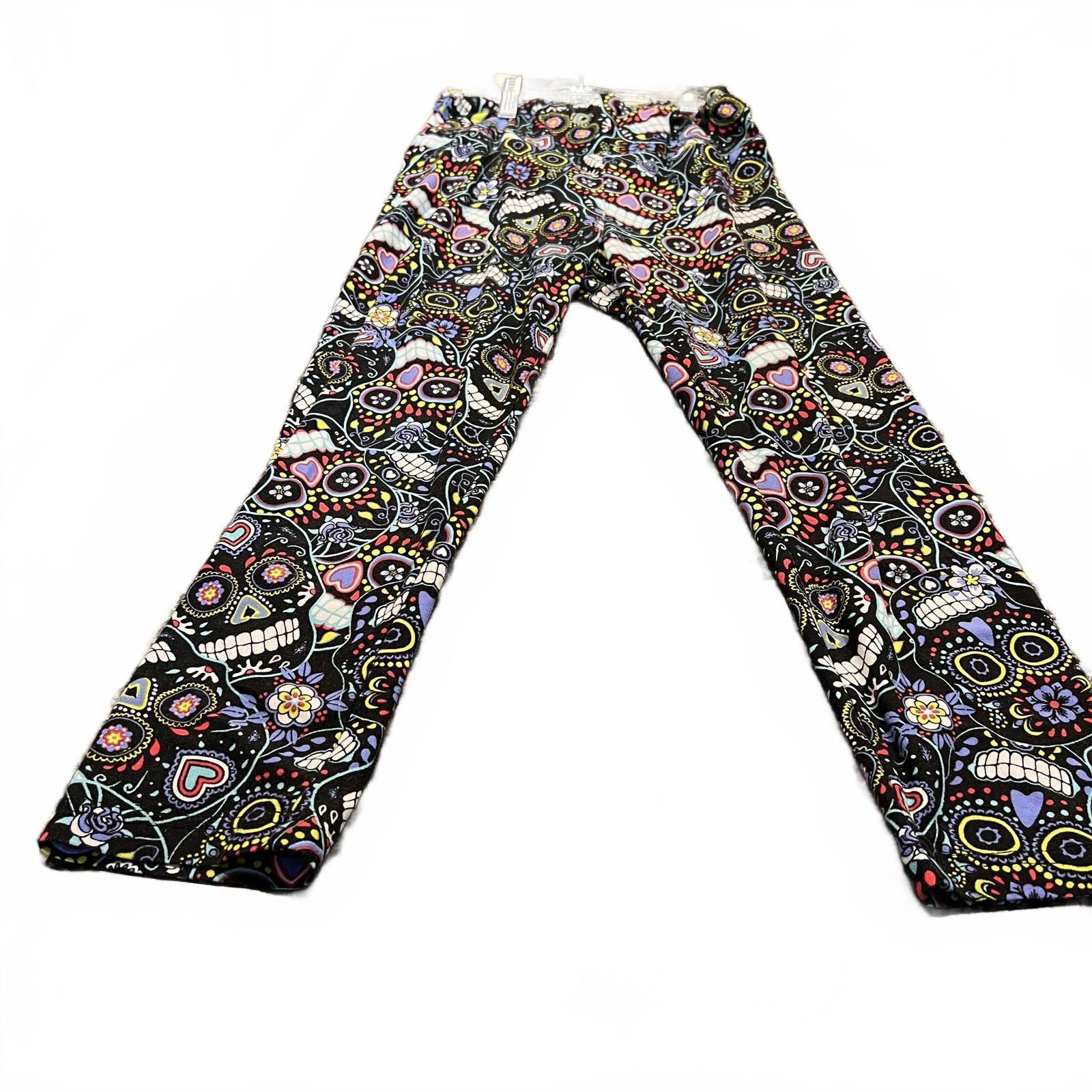 Unknown London Colorful Sugar Skull Patterned Women's Leggings Size 28" / US 6 / IT 42 - 3 Thumbnail