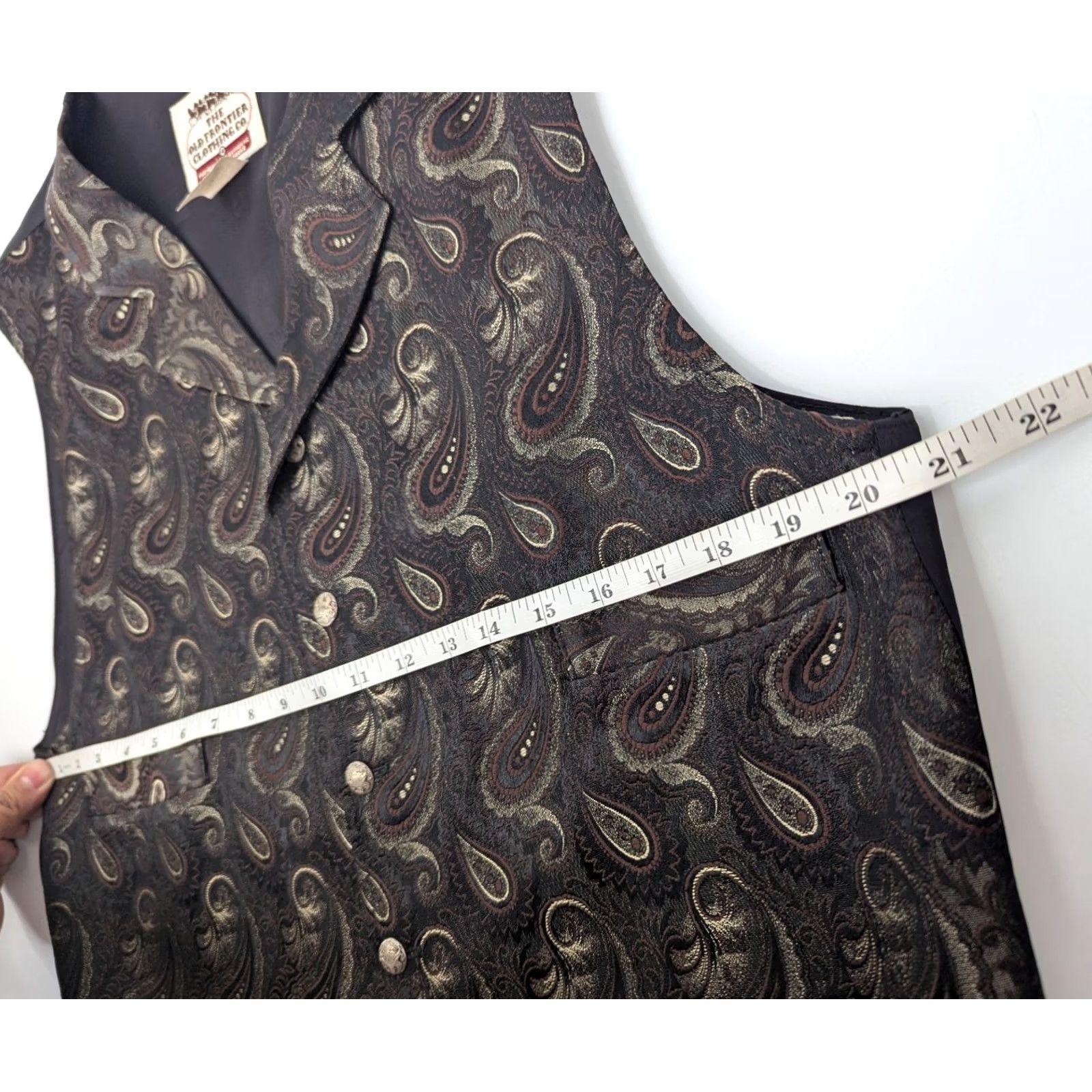 Vintage VINTAGE The Old Frontier Clothing Co Paisley Vest Men's Large Brown Button USA Western 80s Slim Size US L / EU 52-54 / 3 - 5 Thumbnail