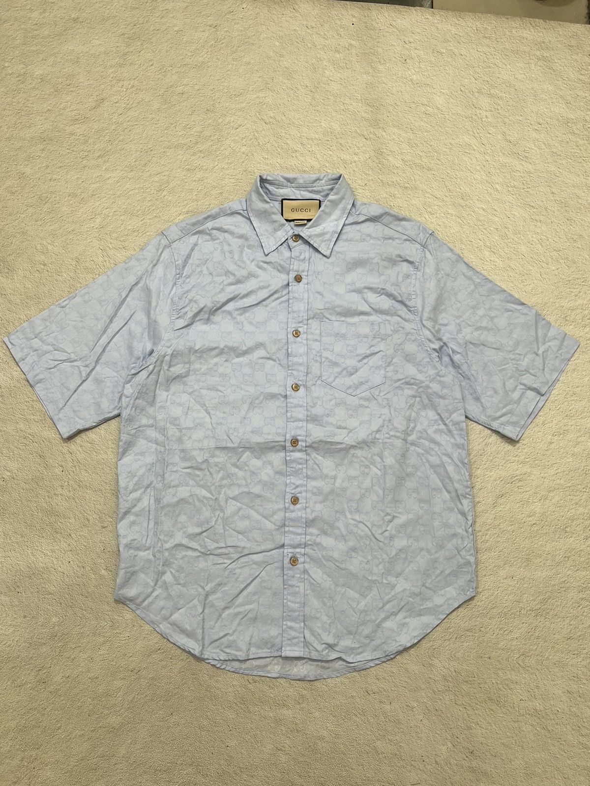 Gucci 2000s Gucci Monogram Pocket Button Up Shirt Size US L / EU 52-54 / 3 - 1 Thumbnail