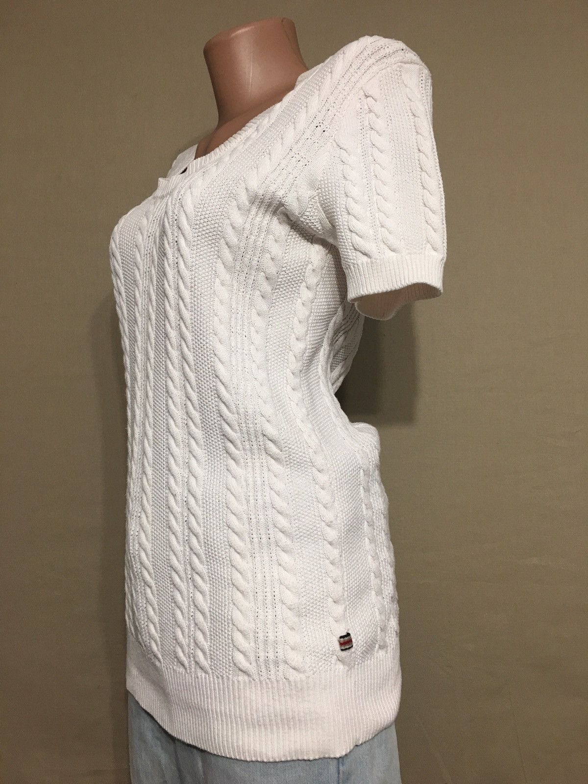 Burberry BURBERRY London Ivory Knit Cotton Shortsleeved Jumper Sz M Size M / US 6-8 / IT 42-44 - 2 Thumbnail