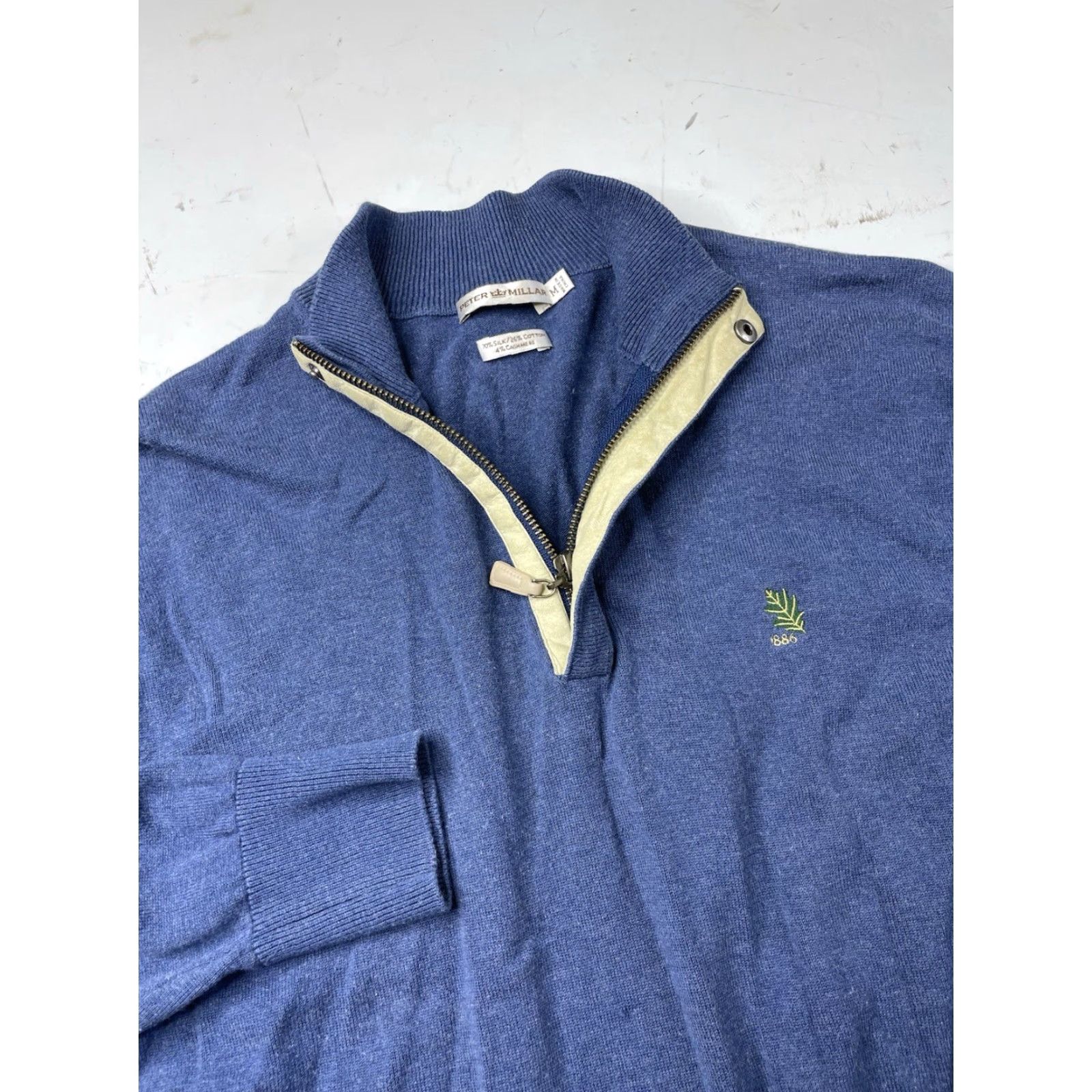 Peter Millar Peter Millar Men’s 1/4 Zip Pullover Sweater Golf Cashmere Blend Tuxedo Club M Blue Mens Size US M / EU 48-50 / 2 - 2 Thumbnail