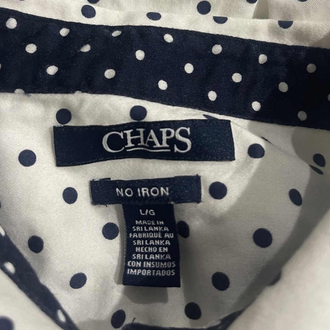 Chaps Ralph Lauren Womens Button Up Navy Blue Polka Dot Long Sleeve Shirt Large Size L / US 10 / IT 46 - 3 Thumbnail