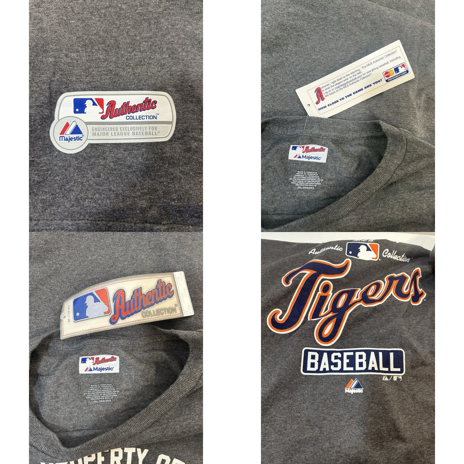 Vintage Majestic Detroit Tigers Long Sleeve Shirt Men 2XL Dark Heather Gray NWT 2011 NOS Tigers Logo Graphic Print Regular Fit Crew Neck Shirt Size US XXL / EU 58 / 5 - 8 Thumbnail
