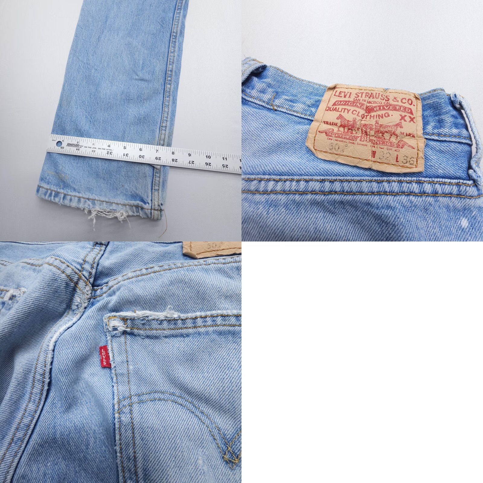 Levi's VTG Levi's 501 Jeans Mens 32 x 36 Button Fly Straight Denim Blue 90s USA 5-Pocket Regular Fit Size US 32 / EU 48 - 9 Thumbnail