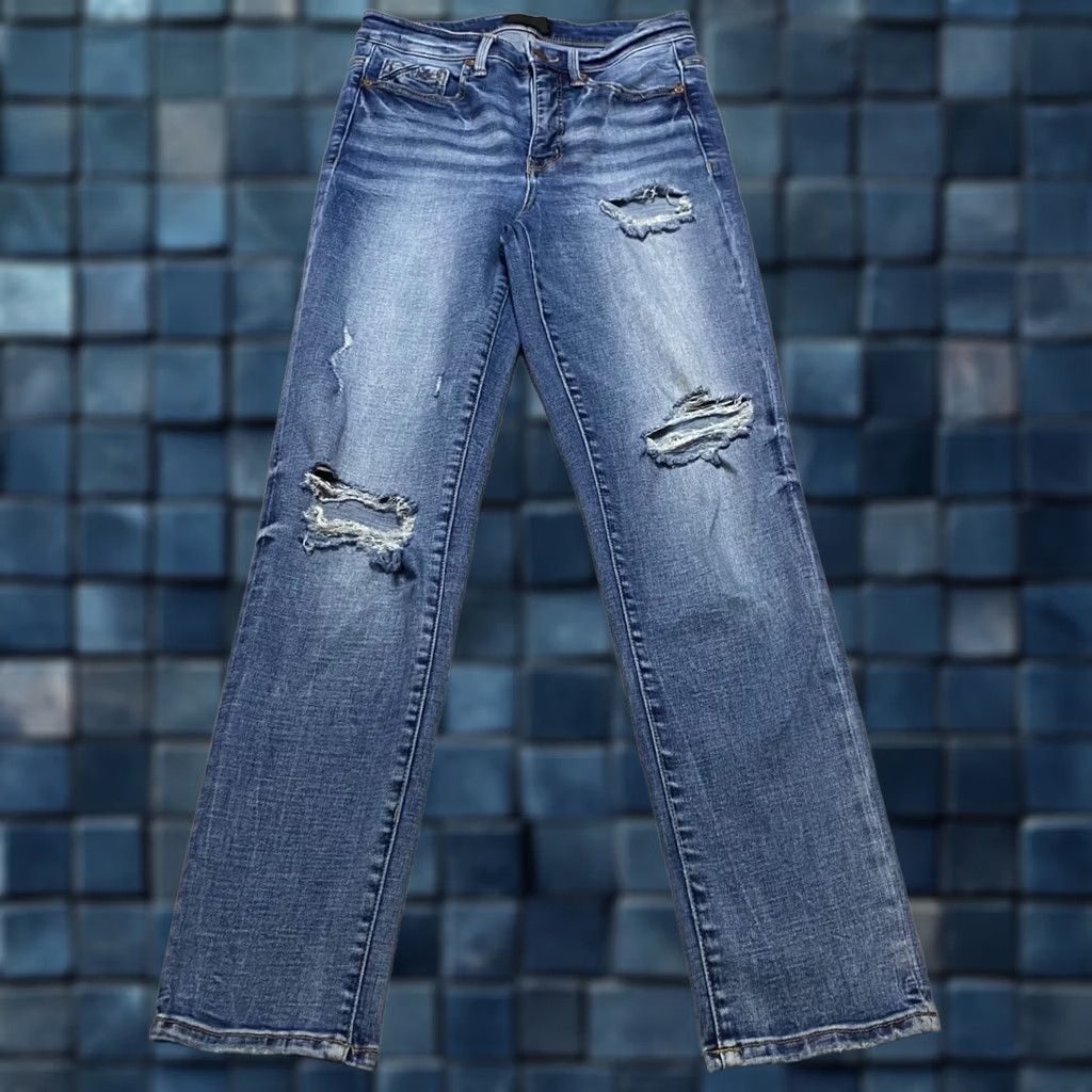 Vintage Buckle Womens Jeans Blue Denim Medium Wash Straight Distressed High Rise sz 26 Size 26" / US 2 / IT 38 - 1 Thumbnail