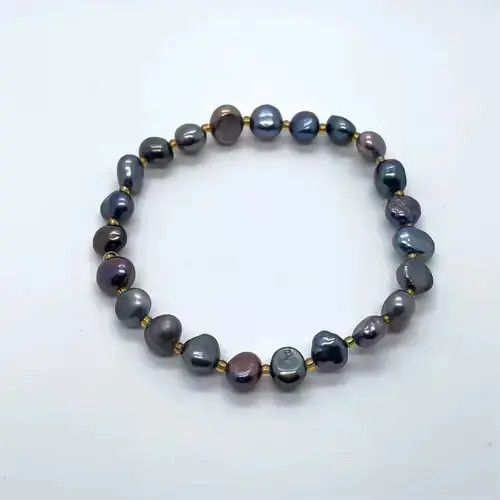 Jewelry Natural Freshwater Black Pearl Bracelet, Men's