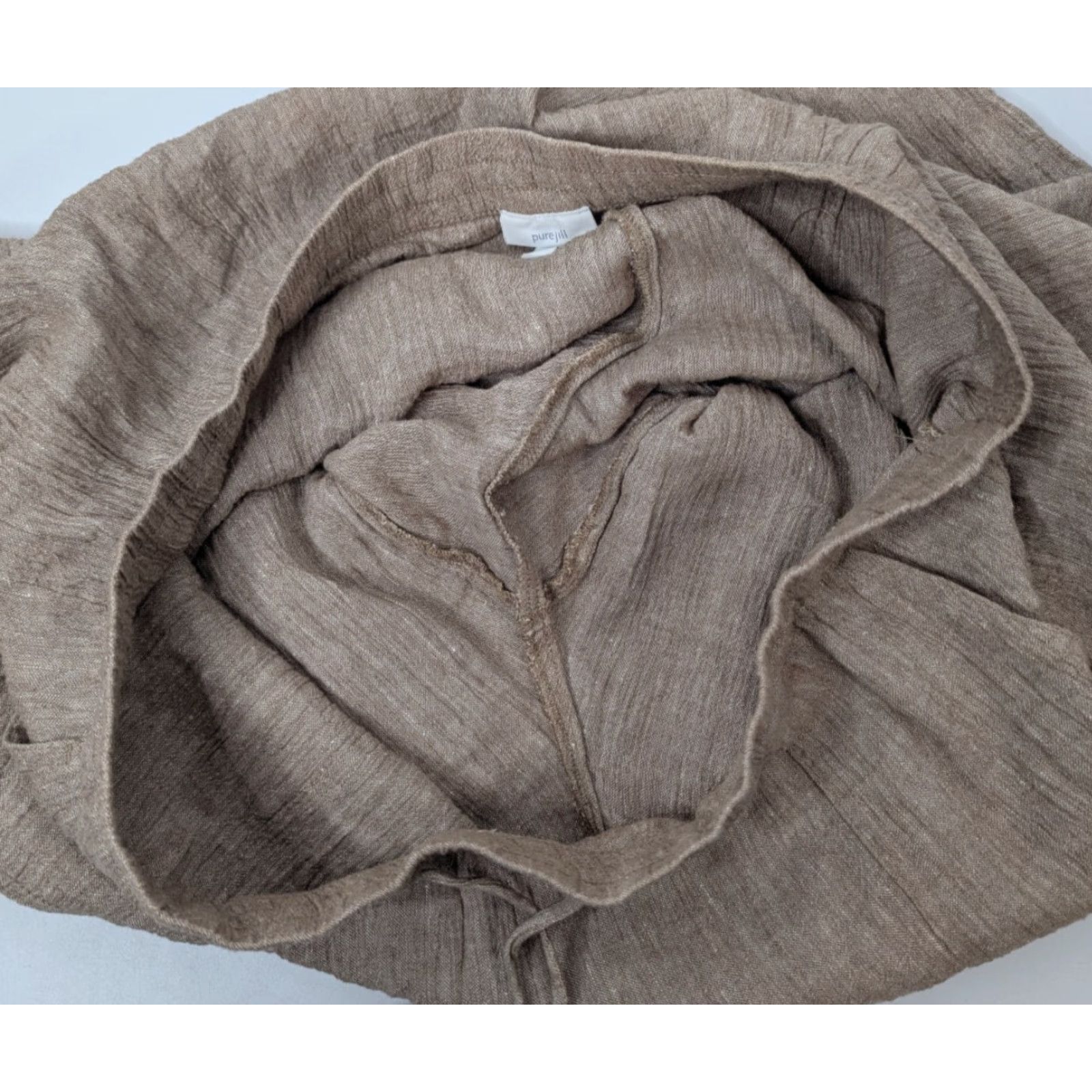 J. Jill J. Jill Pants Cropped Linen Blend High Rise Stretch Plus 1X Beige Striped Classic Workwear/Travel/Formal Womens Size 40" / US 18 - 7 Thumbnail