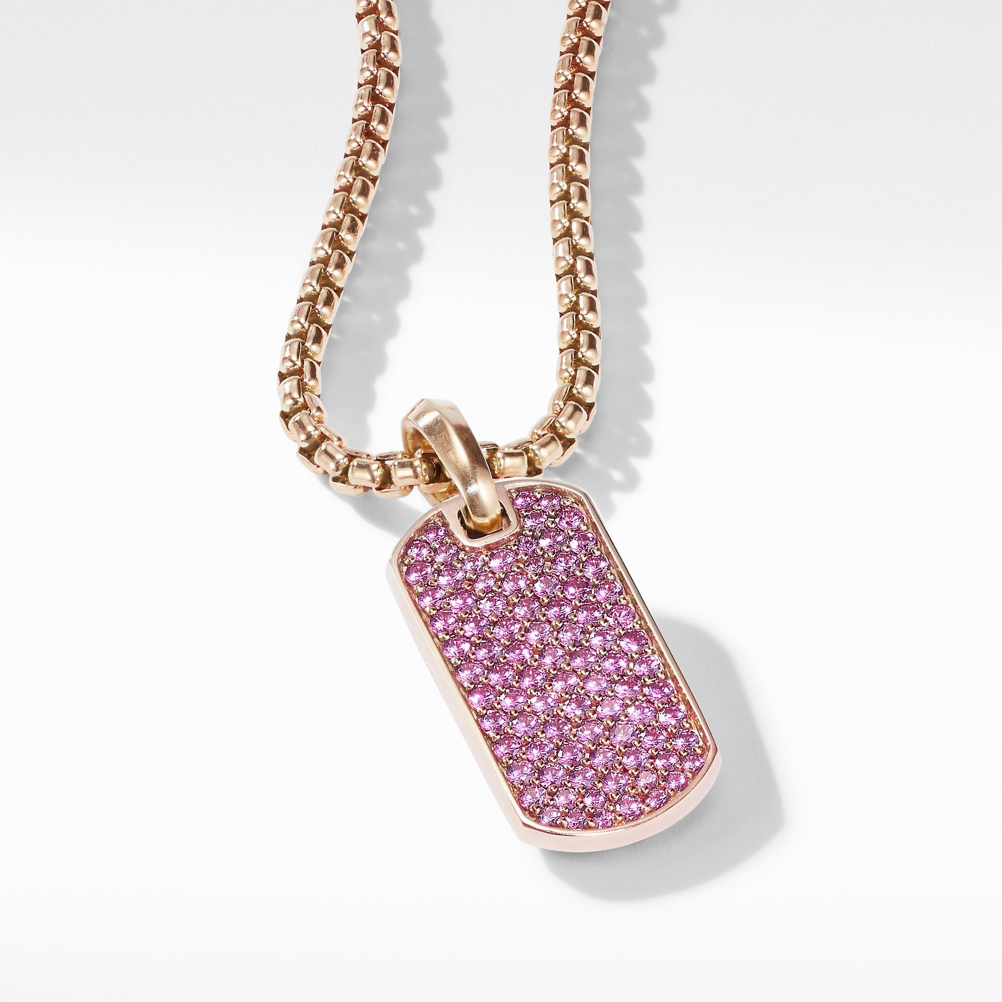 David Yurman o1w1db10325 Pave Tag in 18K Rose Gold with Pink Sapphires Size ONE SIZE - 2 Thumbnail