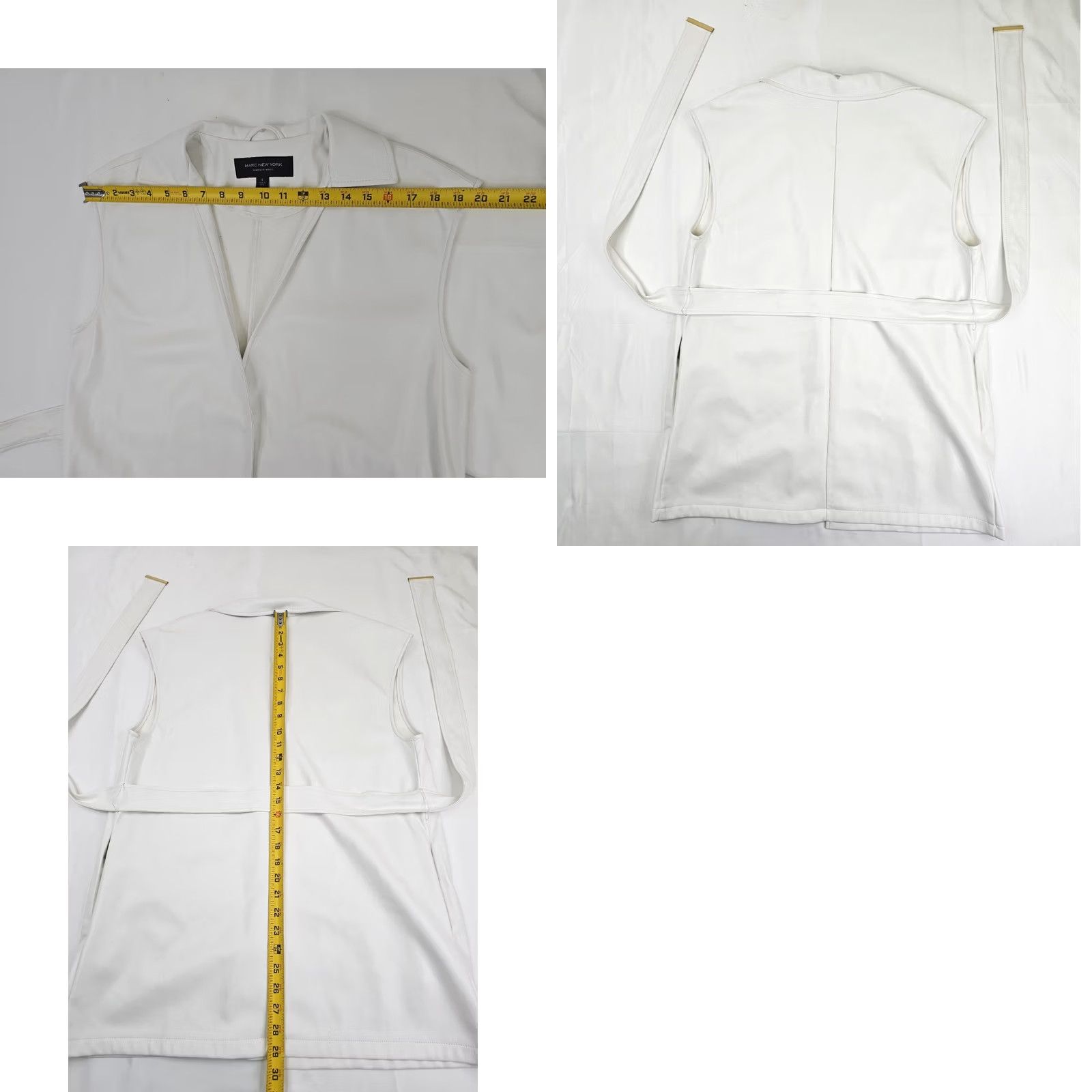 Andrew Marc VINTAGE Andrew Marc New York Belted Vest Women S White Open Cardigan EUC Size S / US 4 / IT 40 - 8 Thumbnail