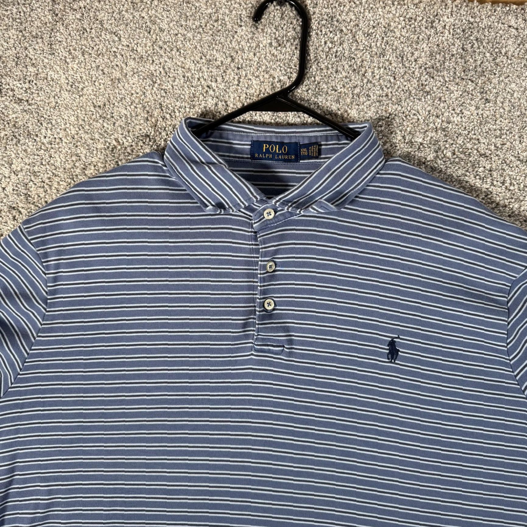 Polo Ralph Lauren VINTAGE Polo Ralph Lauren Polo Shirt 2XL Preppy Golf Quiet Luxury Country Club Old Money Mens Short Sleeve Striped Blue 100% Cotton Polo Size US XXL / EU 58 / 5 - 4 Thumbnail