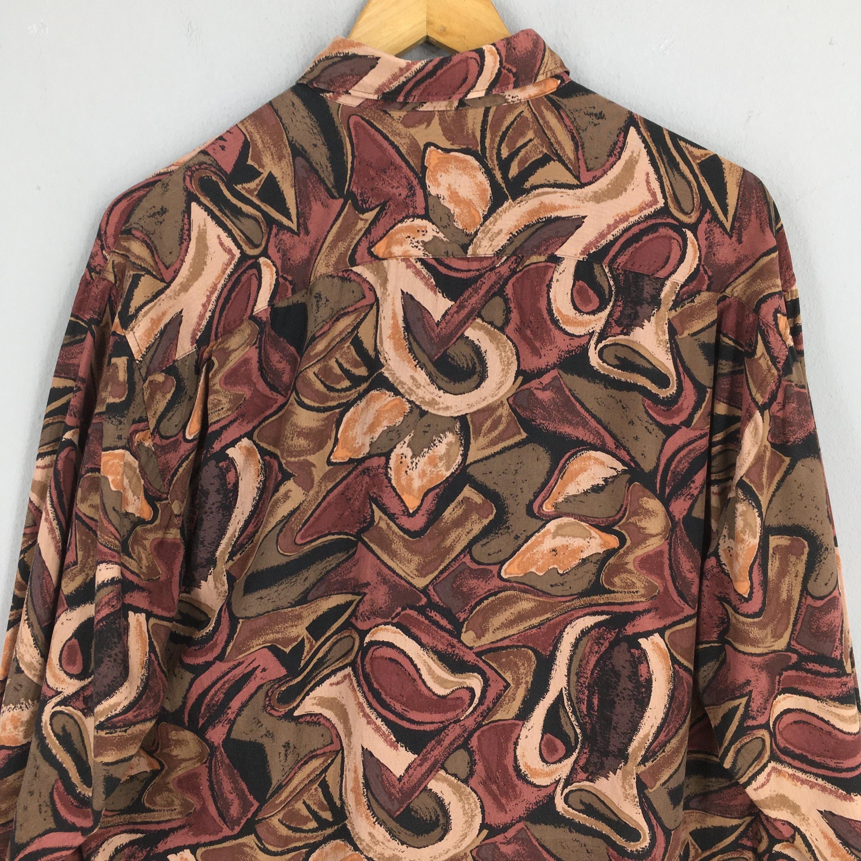 Other Vintage Alberto Zanre Psychedelic Pattern Silk Shirt Large Size US L / EU 52-54 / 3 - 8 Thumbnail