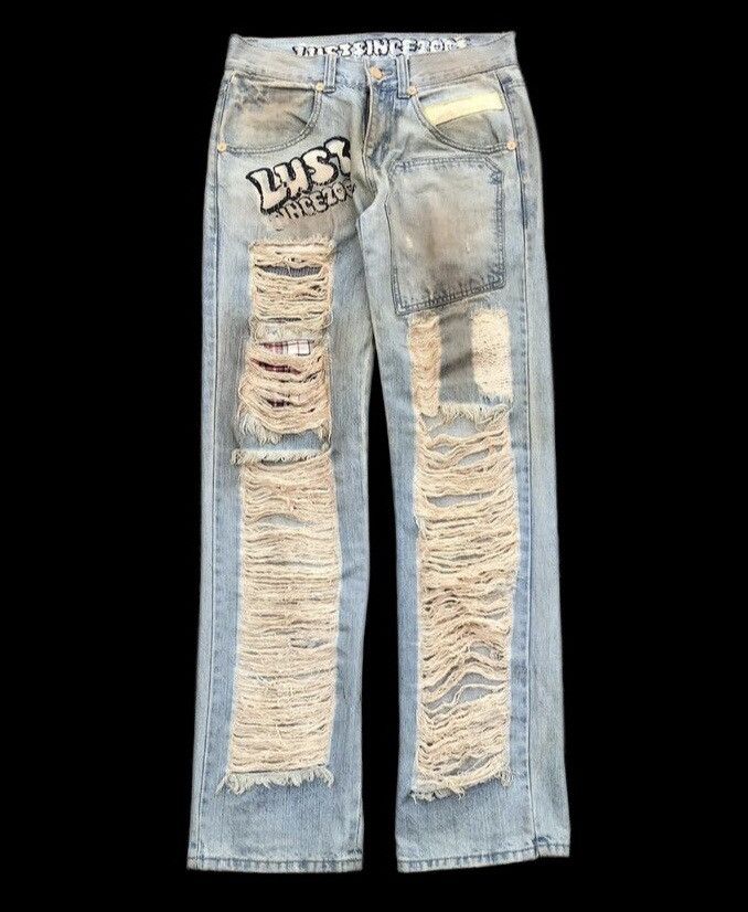 Japanese Brand RUSTY RIPPED DISTRESSED DENIM BY LUST Size US 31 - 1 Thumbnail