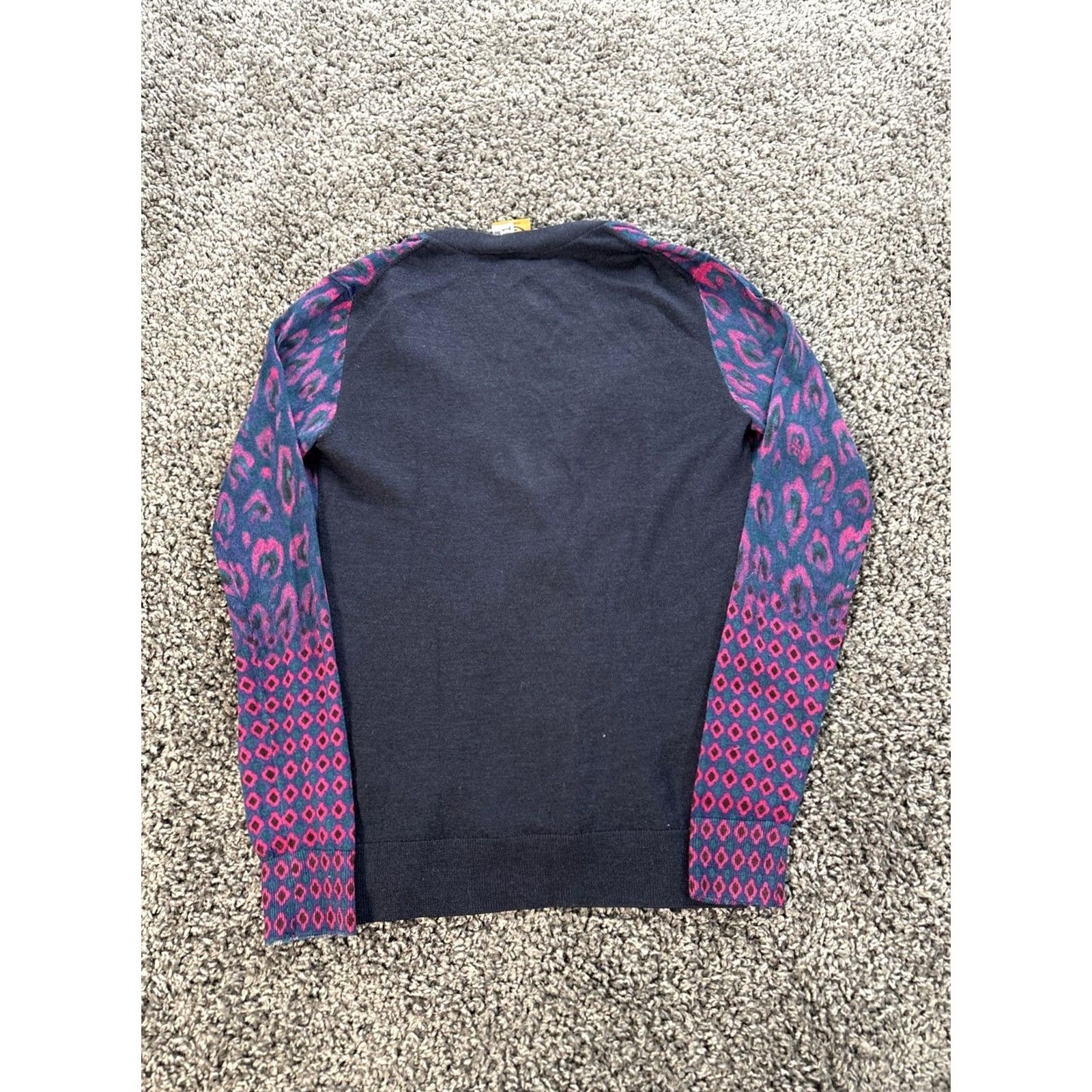 Tory Burch Tory Burch Cardigan Womens M Merino Wool Leopard Animal Print Purple Knit Button V-Neck Regular Sweatery Casual Ladies Women Size M / US 6-8 / IT 42-44 - 6 Thumbnail