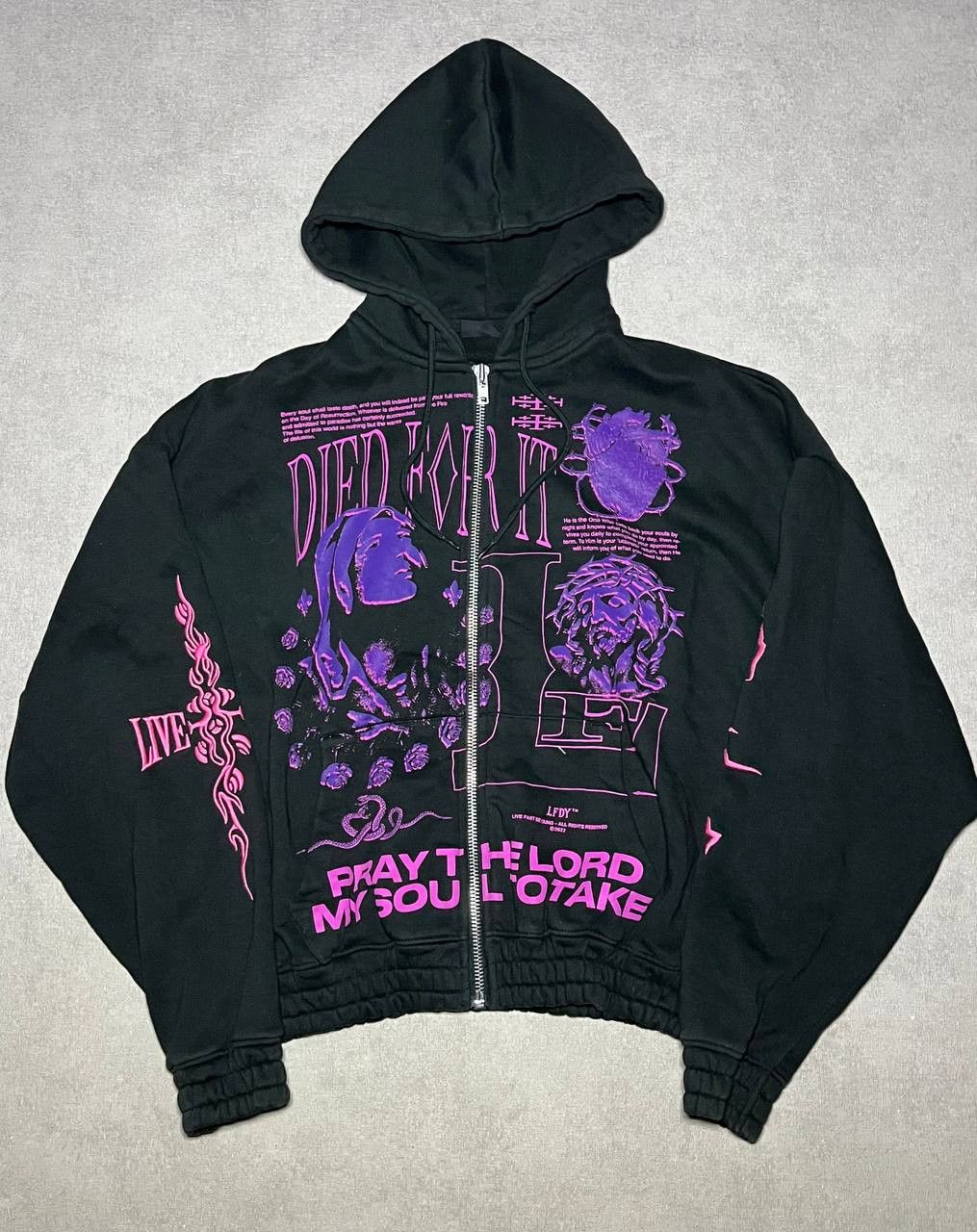 LFDY Rare LFDY Live Fast Die Young Print Hoodie Black Oversized Size US S / EU 44-46 / 1 - 1 Thumbnail
