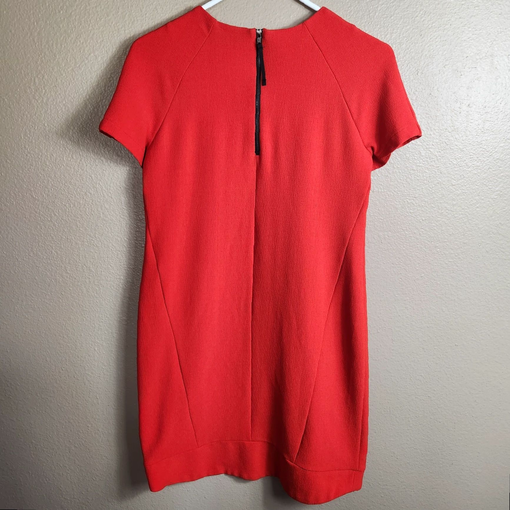 Topshop Topshop Womens |US 6| Tomato Red Orange Crepe Short Sleeve Mini Shift Dress NWT Size 28" / US 6 / IT 42 - 6 Thumbnail