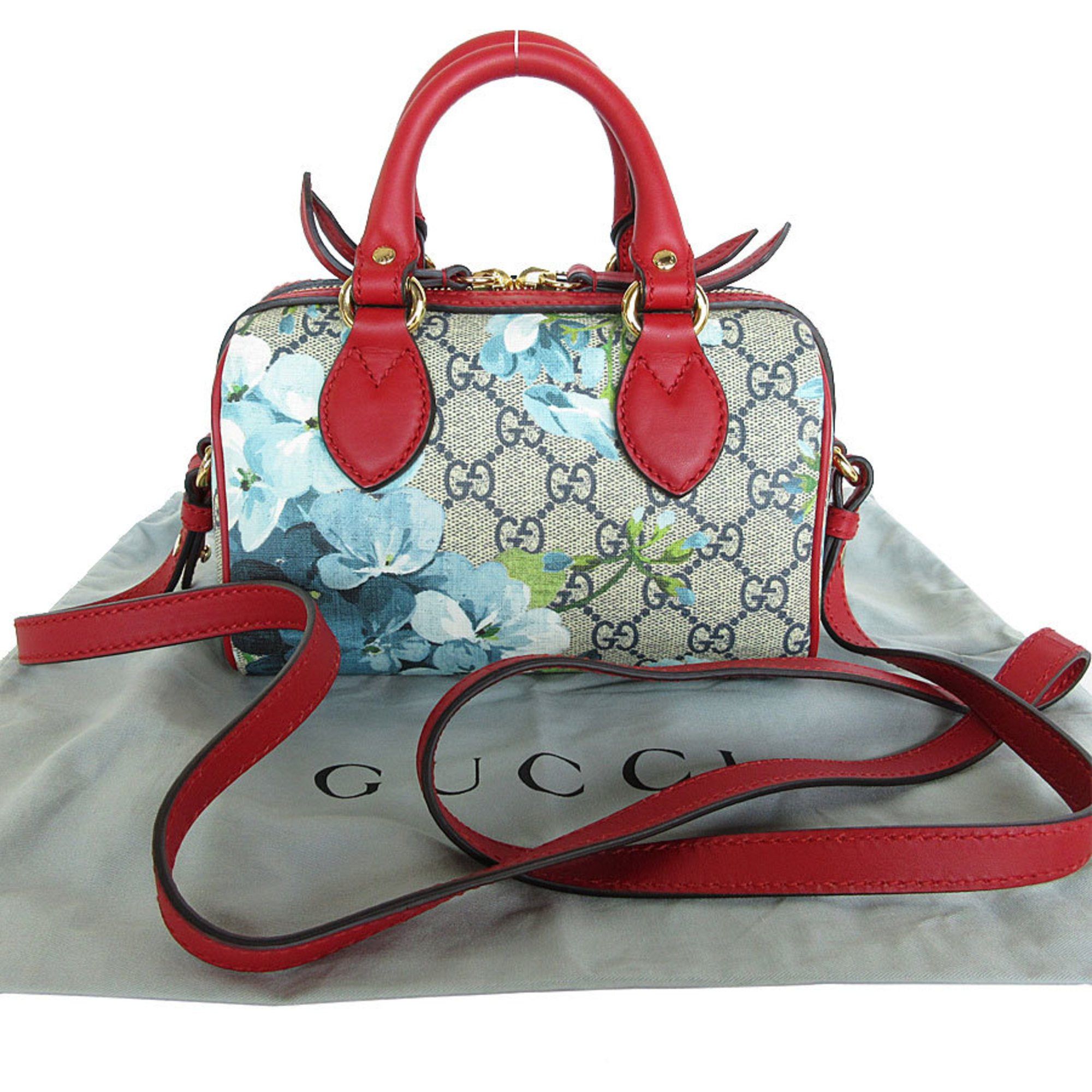 GUCCI Handbag Shoulder Bag GG Bloom Leather Blue Red Gold Women's