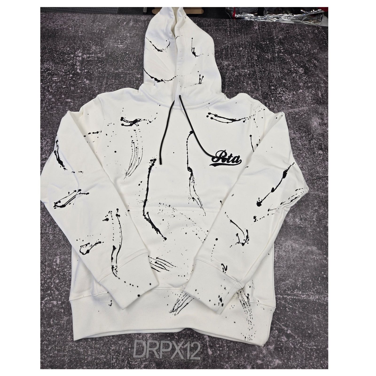 Rta RTA Dion White Paint Collegiate Script Hoodie Size XS Size US XS / EU 42 / 0 - 1 Thumbnail
