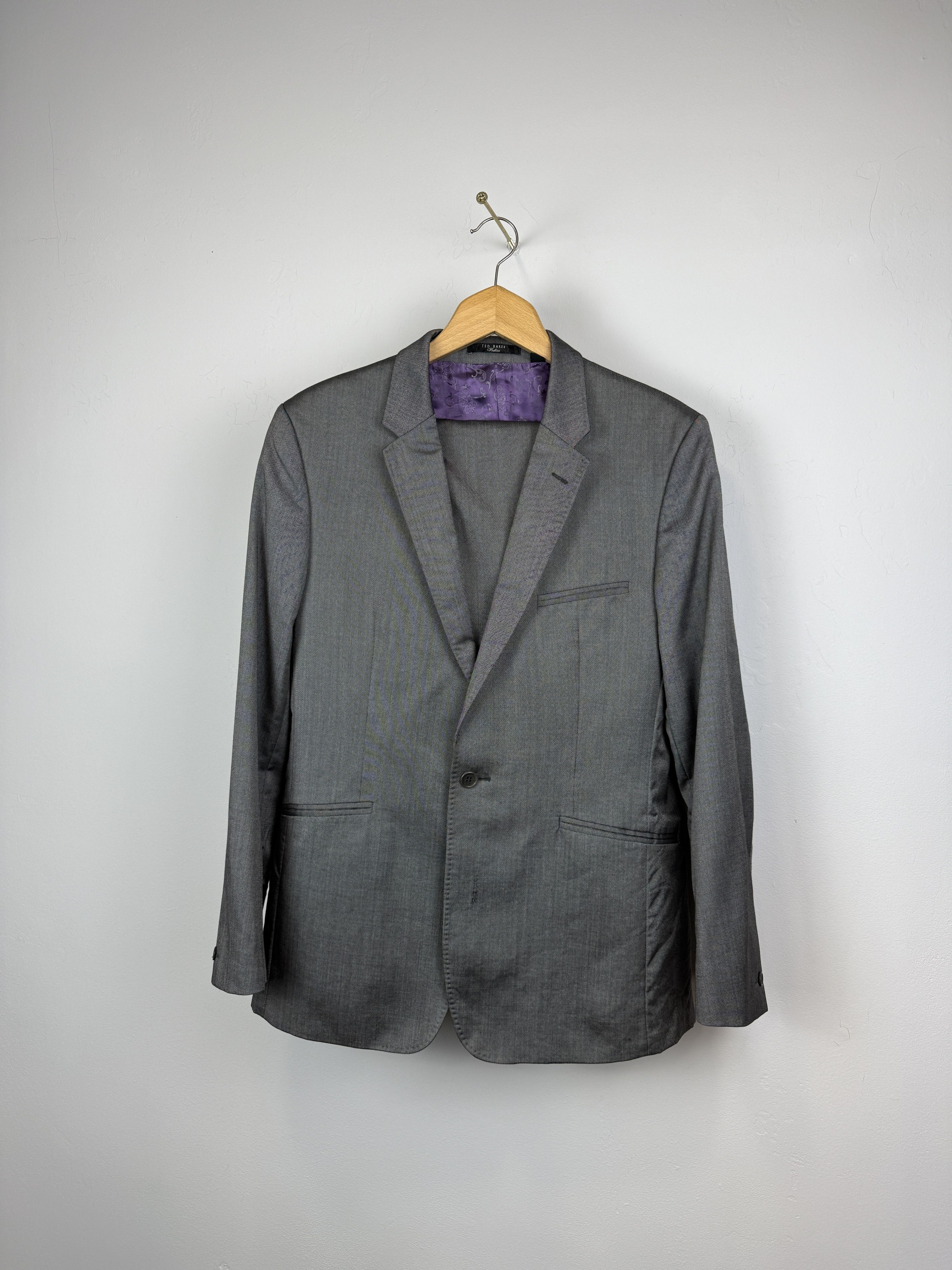 Ted Baker Ted Baker Pashion Wool Suit 2 Piece Grey One Button Size 40R - 2 Thumbnail