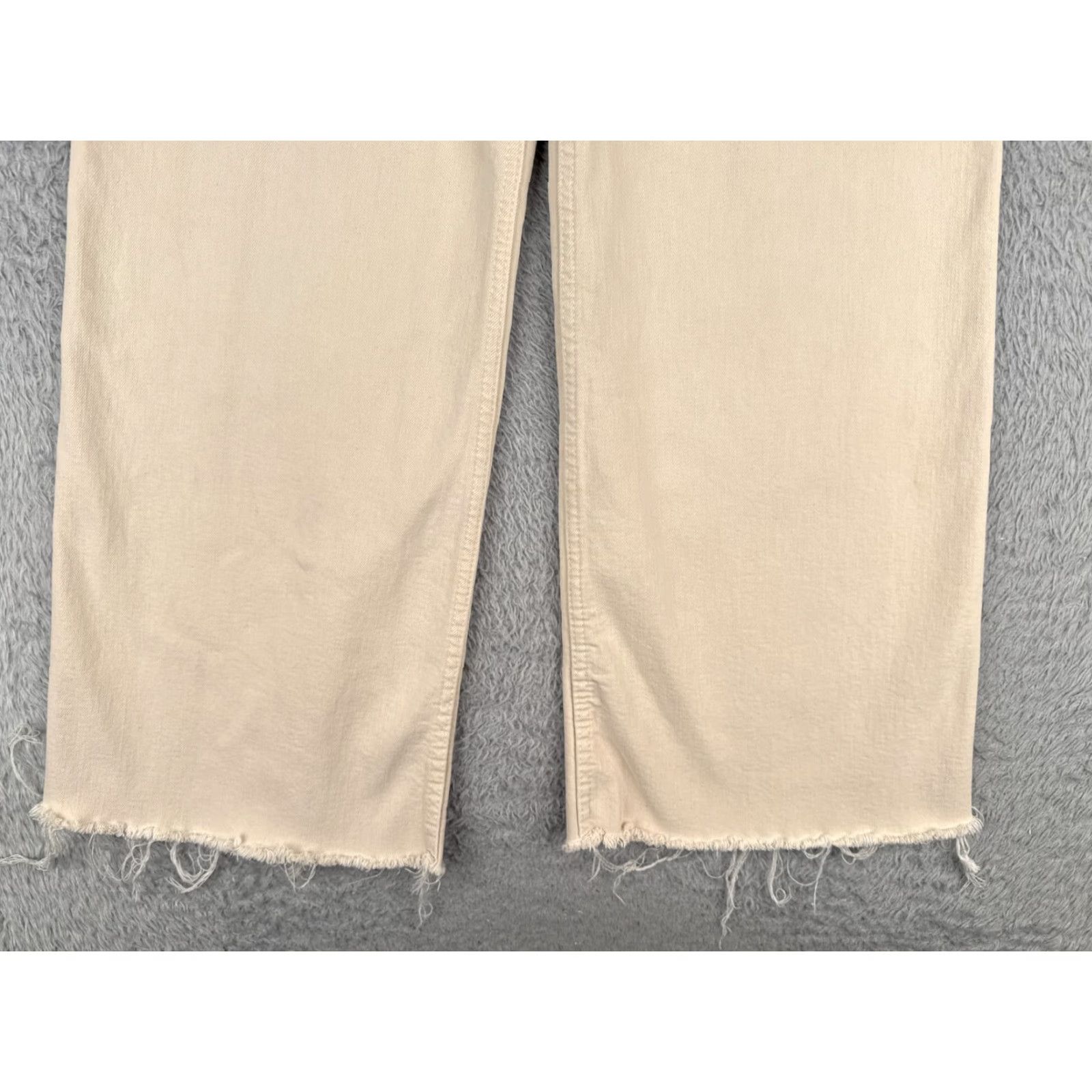 Zara Zara Jeans Women 4 Beige Denim Wide Leg High Rise Zip Fly Cotton Blend 24x27 Jeans 90s Womens Size 27" / US 4 / IT 40 - 2 Thumbnail