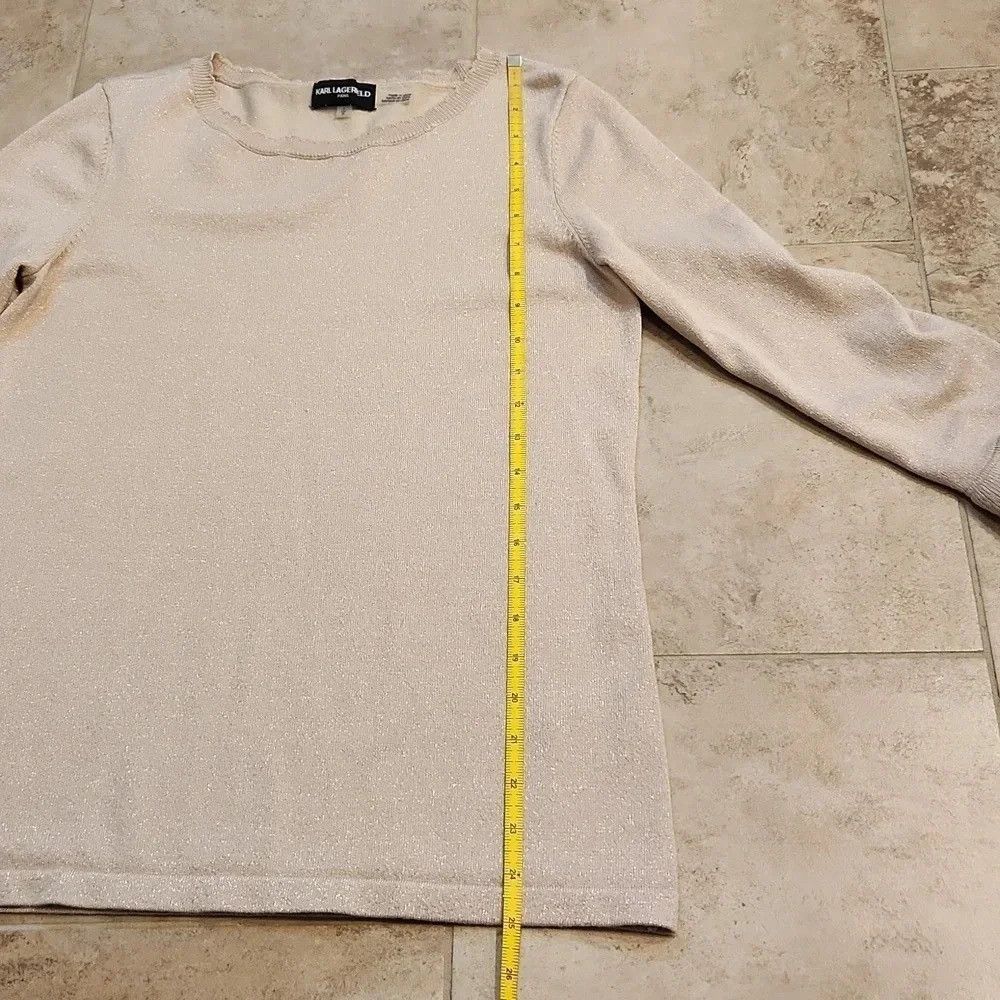 Karl Lagerfeld Karl Lagerfeld Ruffle Sleeve Metallic Sweater Size S / US 4 / IT 40 - 7 Thumbnail